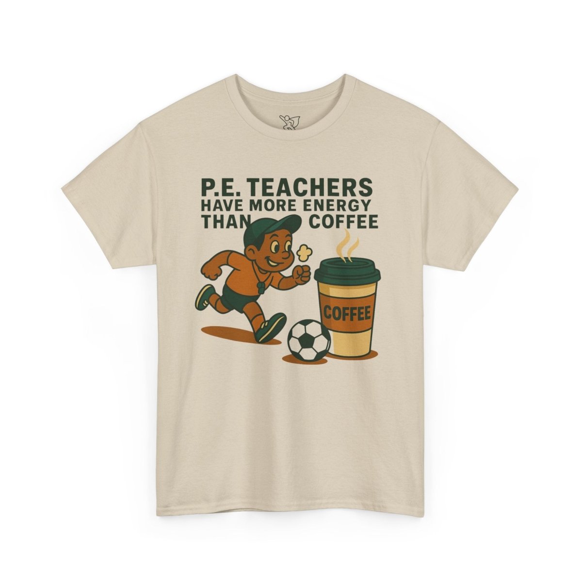 "P.E. Teachers Have More Energy Than Coffee" Energetic P.E. Teacher Tee, Unisex Cotton Shirt, Fun Sports Apparel, Gift for Coaches, Coffee Lovers, Back - to - School - AI Tee Hero