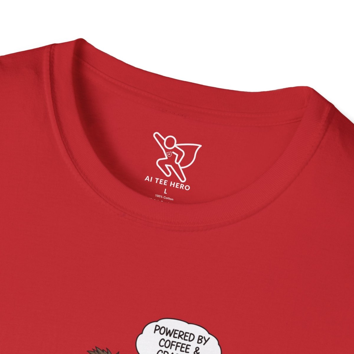 "Powered by Coffee and Grading Papers" CW - 1 Whimsical Humor T-Shirt, Quirky Graphic Tee, Perfect Gift for Book Lovers, Ideal for Birthdays or Casual Wear, Comfy Everyday Shirt - AI Tee Hero