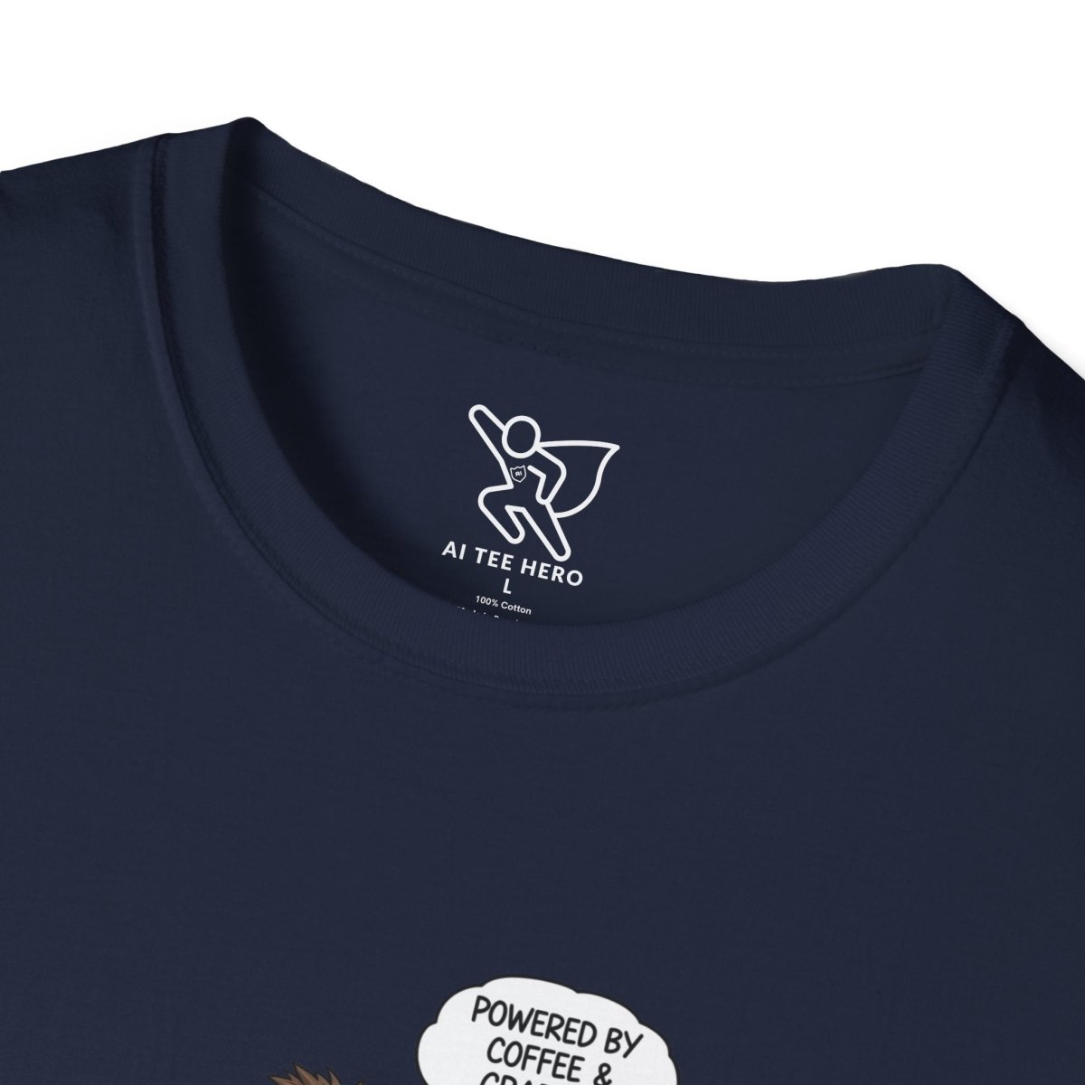 "Powered by Coffee and Grading Papers" CW - 1 Whimsical Humor T-Shirt, Quirky Graphic Tee, Perfect Gift for Book Lovers, Ideal for Birthdays or Casual Wear, Comfy Everyday Shirt - AI Tee Hero