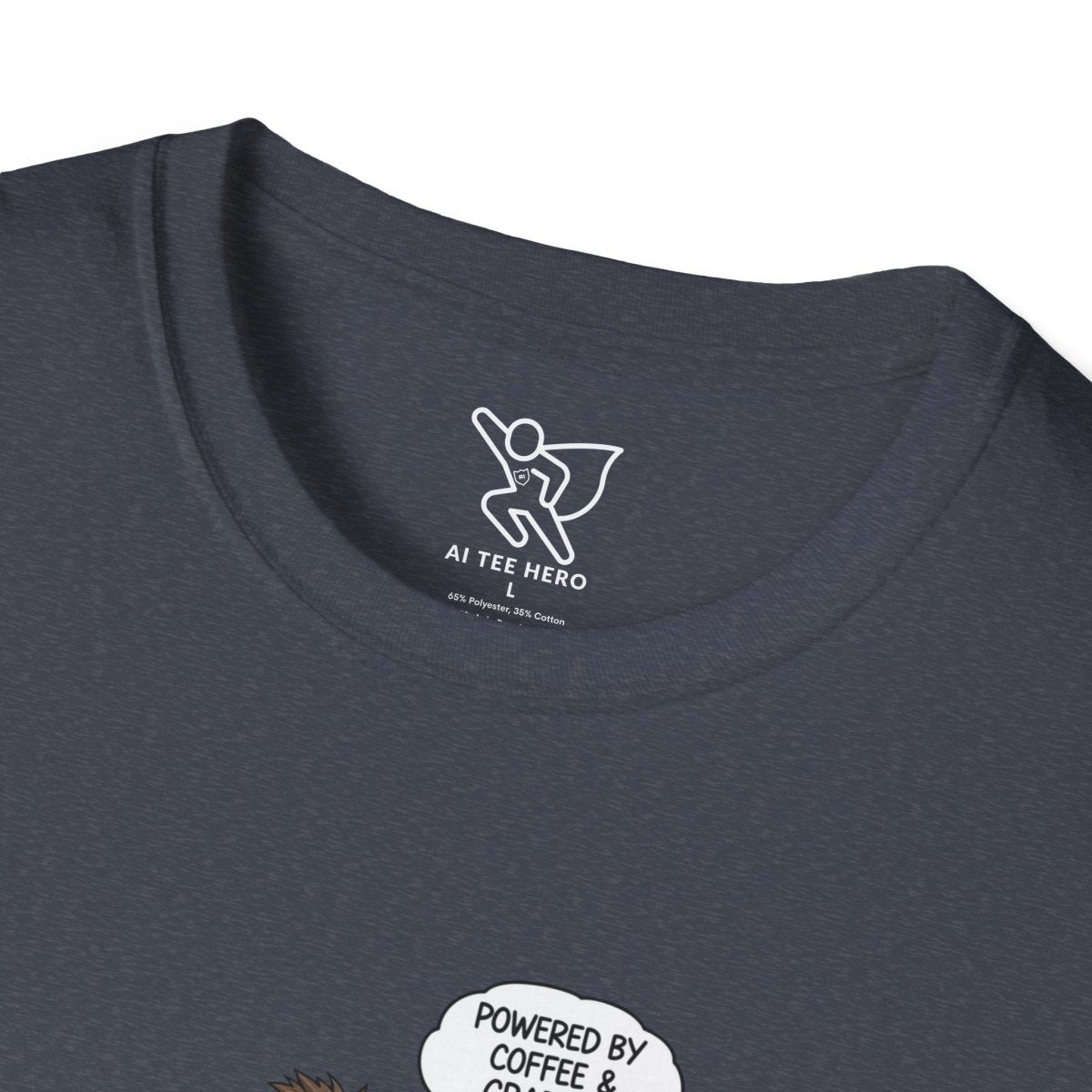 "Powered by Coffee and Grading Papers" CW - 1 Whimsical Humor T-Shirt, Quirky Graphic Tee, Perfect Gift for Book Lovers, Ideal for Birthdays or Casual Wear, Comfy Everyday Shirt - AI Tee Hero