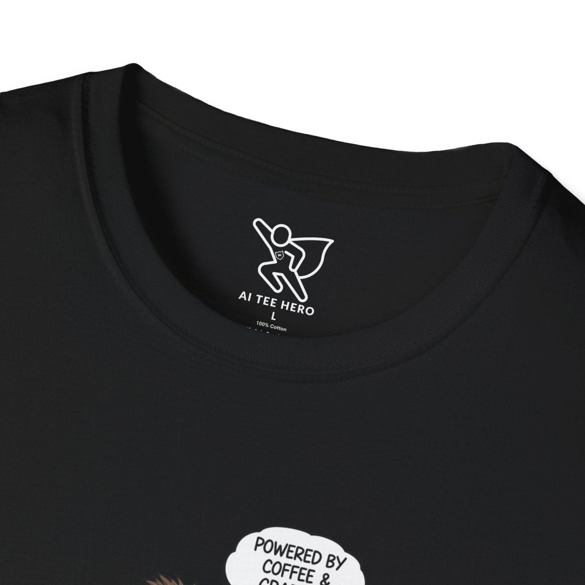 "Powered by Coffee and Grading Papers" CW - 1 Whimsical Humor T-Shirt, Quirky Graphic Tee, Perfect Gift for Book Lovers, Ideal for Birthdays or Casual Wear, Comfy Everyday Shirt - AI Tee Hero
