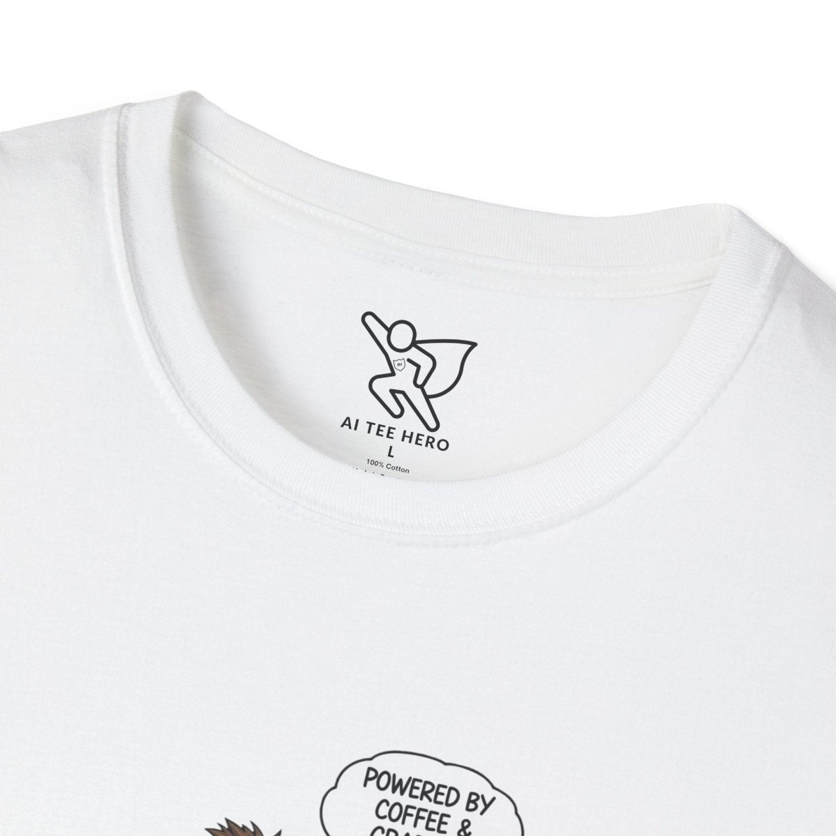 "Powered by Coffee and Grading Papers" CW - 1 Whimsical Humor T-Shirt, Quirky Graphic Tee, Perfect Gift for Book Lovers, Ideal for Birthdays or Casual Wear, Comfy Everyday Shirt - AI Tee Hero