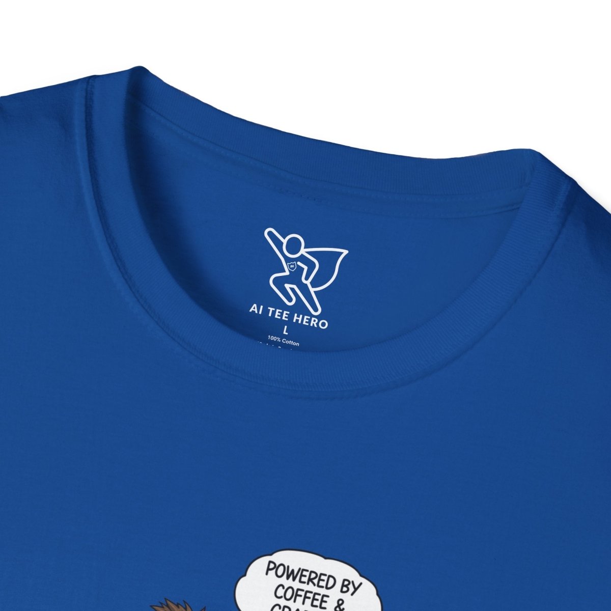 "Powered by Coffee and Grading Papers" CW - 1 Whimsical Humor T-Shirt, Quirky Graphic Tee, Perfect Gift for Book Lovers, Ideal for Birthdays or Casual Wear, Comfy Everyday Shirt - AI Tee Hero