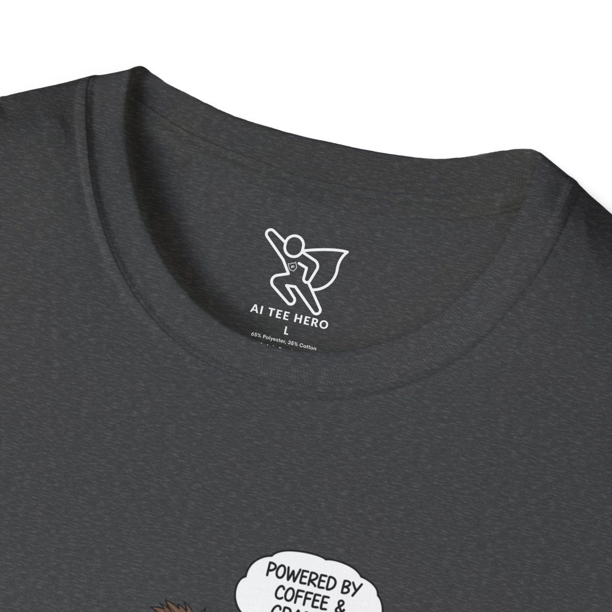 "Powered by Coffee and Grading Papers" CW - 1 Whimsical Humor T-Shirt, Quirky Graphic Tee, Perfect Gift for Book Lovers, Ideal for Birthdays or Casual Wear, Comfy Everyday Shirt - AI Tee Hero