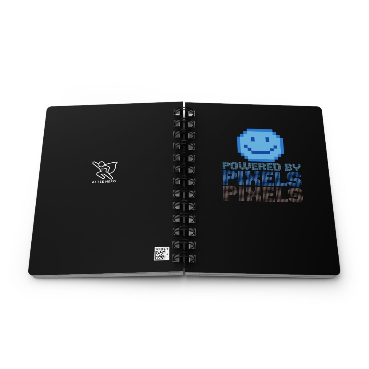"Powered by Pixels" Art Spiral Bound Journal | Notebook for Creatives, Gamers, Artists, Gift for Nerds, Cool Stationery - AI Tee Hero