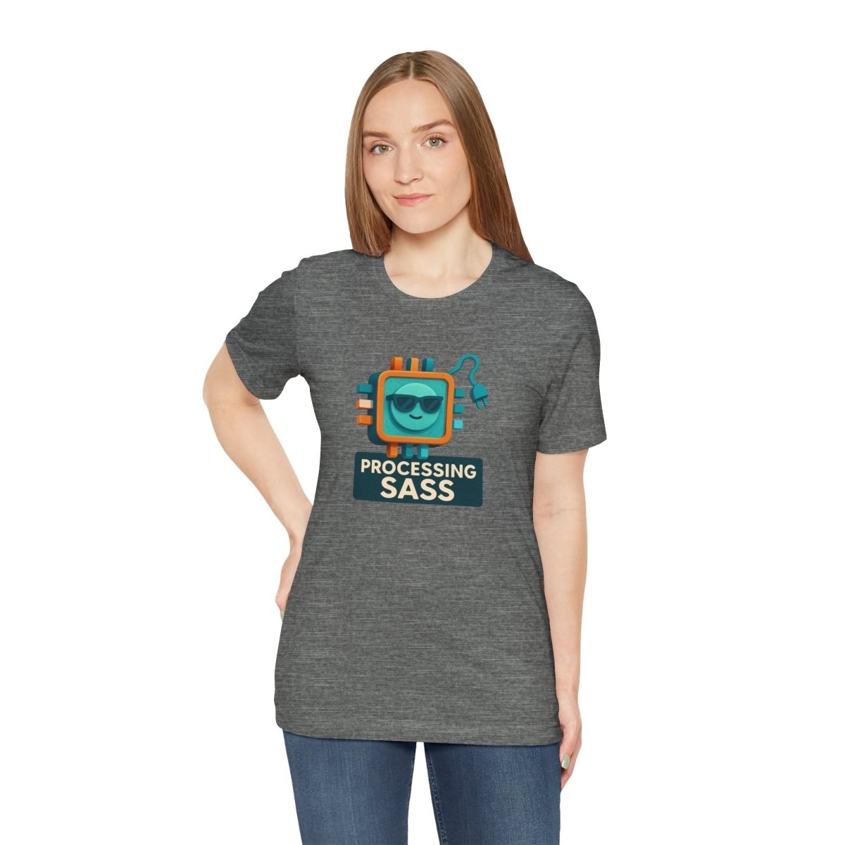 "Processing Sass" Graphic T-Shirt for Geeky Friends, Funny Gift, Casual Wear, Programmer Humor - AI Tee Hero
