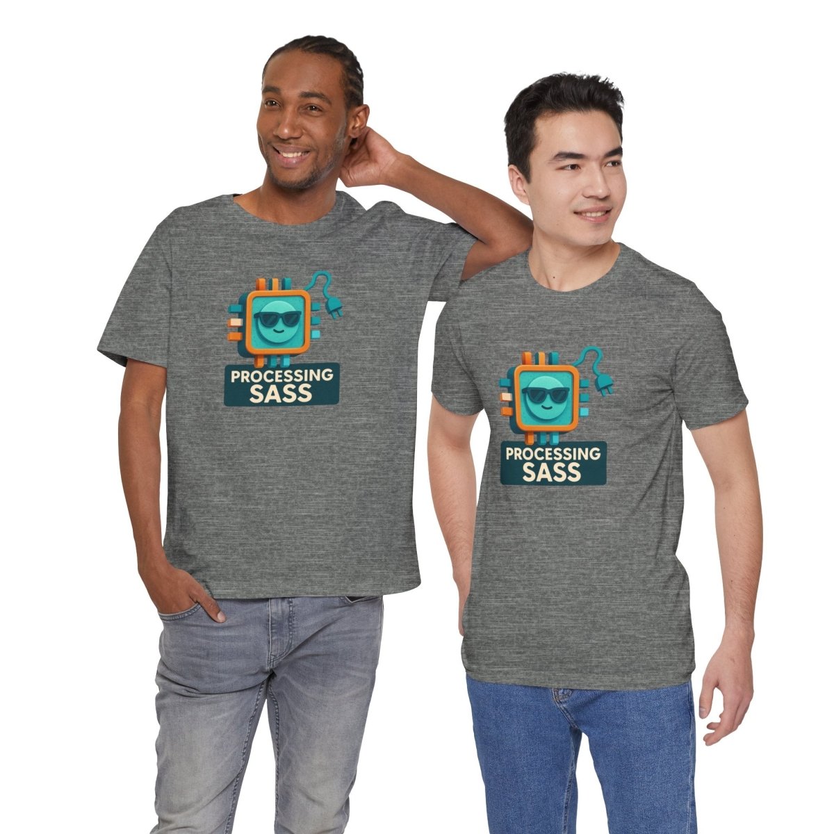 "Processing Sass" Graphic T-Shirt for Geeky Friends, Funny Gift, Casual Wear, Programmer Humor - AI Tee Hero
