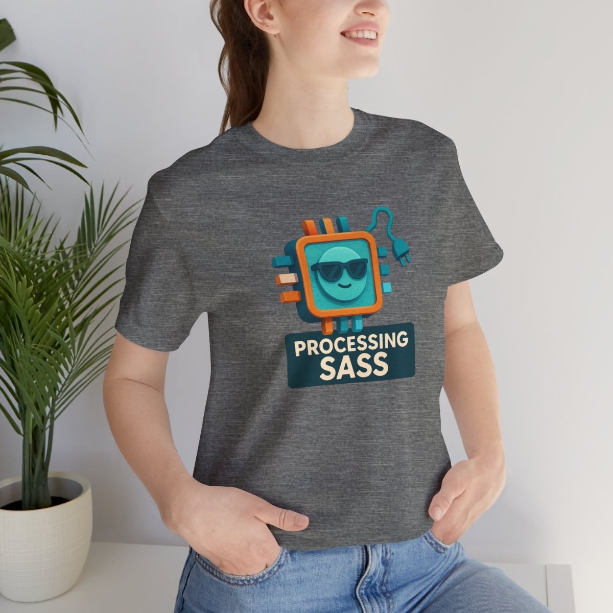 "Processing Sass" Graphic T-Shirt for Geeky Friends, Funny Gift, Casual Wear, Programmer Humor - AI Tee Hero