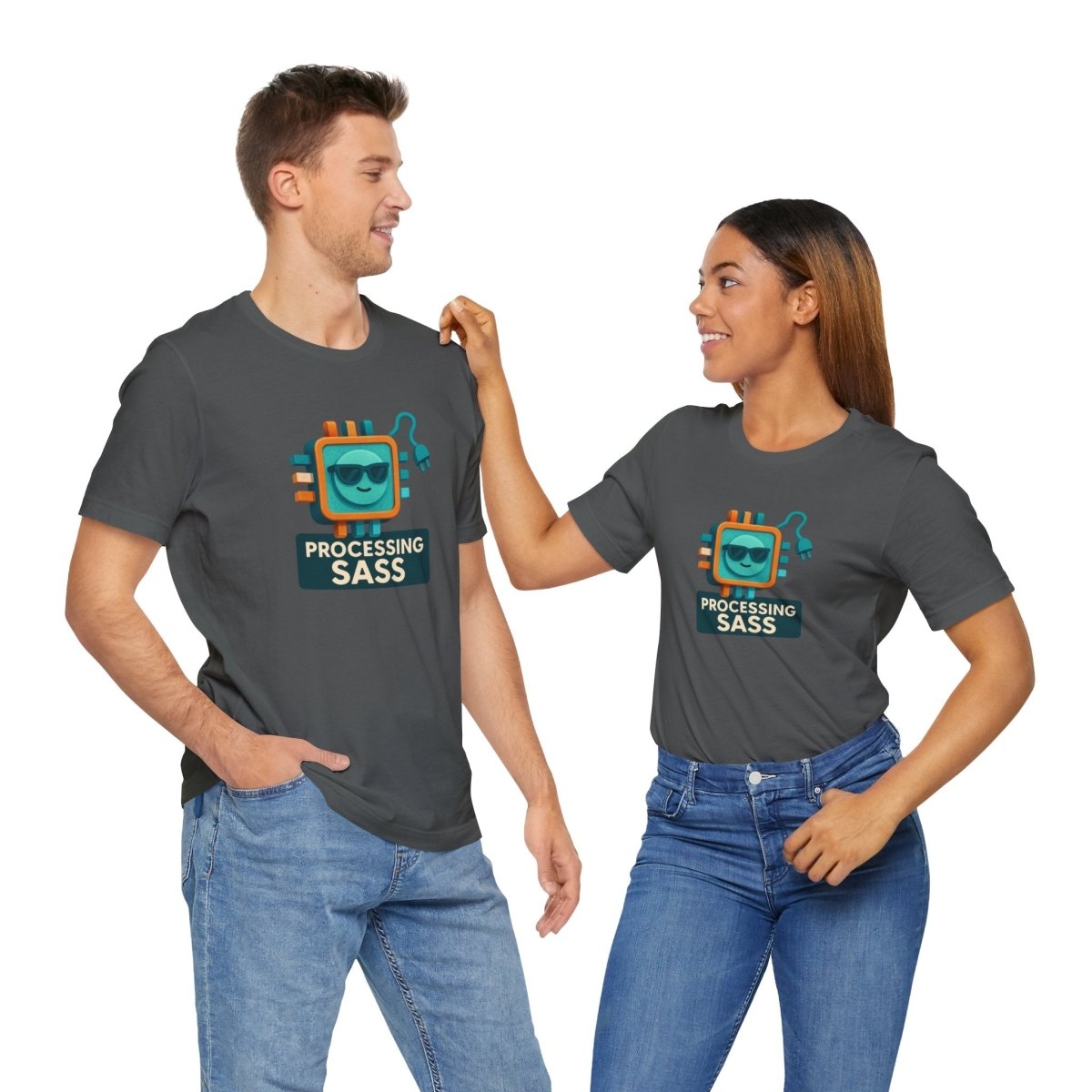 "Processing Sass" Graphic T-Shirt for Geeky Friends, Funny Gift, Casual Wear, Programmer Humor - AI Tee Hero