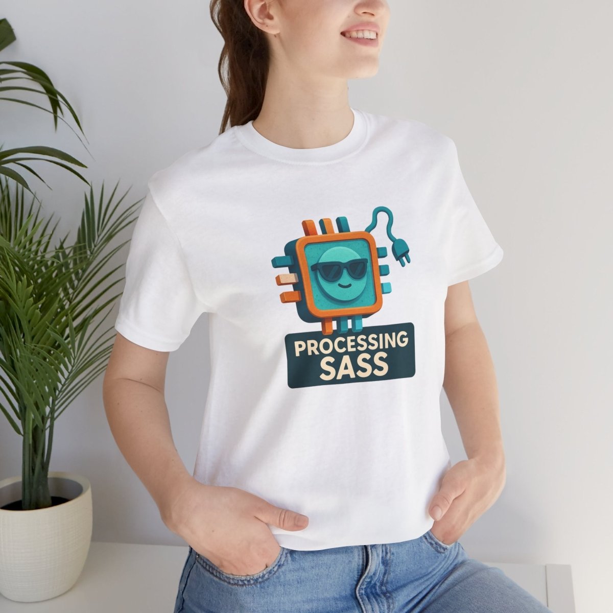 "Processing Sass" Graphic T-Shirt for Geeky Friends, Funny Gift, Casual Wear, Programmer Humor - AI Tee Hero