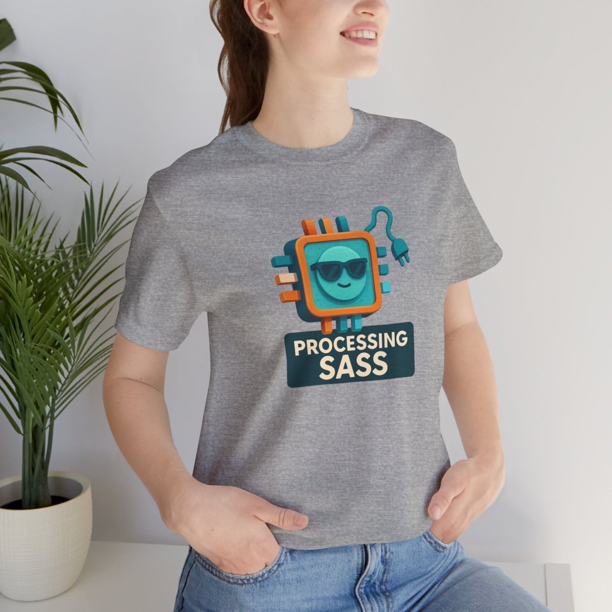 "Processing Sass" Graphic T-Shirt for Geeky Friends, Funny Gift, Casual Wear, Programmer Humor - AI Tee Hero