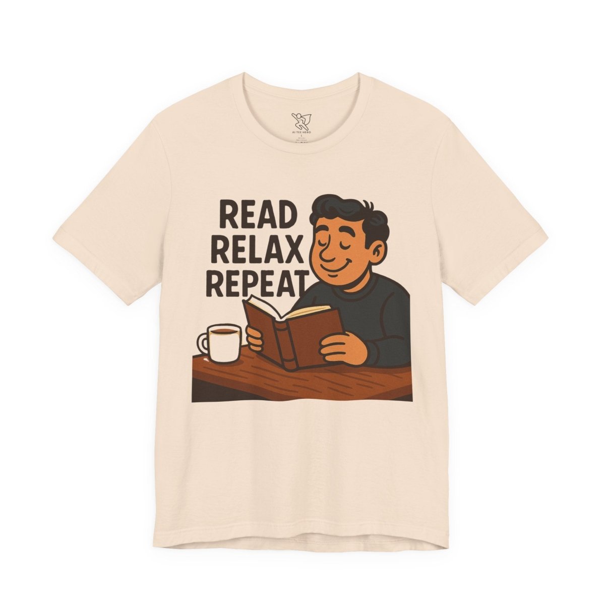 "Read. Relax. Repeat." Cozy Reading Shirt, Book Lover Gift, Unisex Casual Tee, Perfect for Book Clubs, Relaxing Days - MINDSet Collection - AI Tee Hero