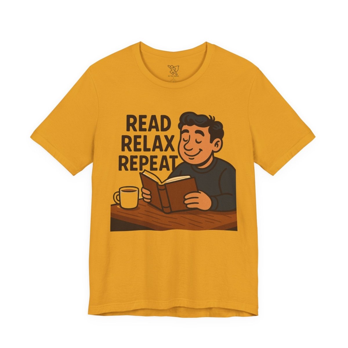 "Read. Relax. Repeat." Cozy Reading Shirt, Book Lover Gift, Unisex Casual Tee, Perfect for Book Clubs, Relaxing Days - MINDSet Collection - AI Tee Hero