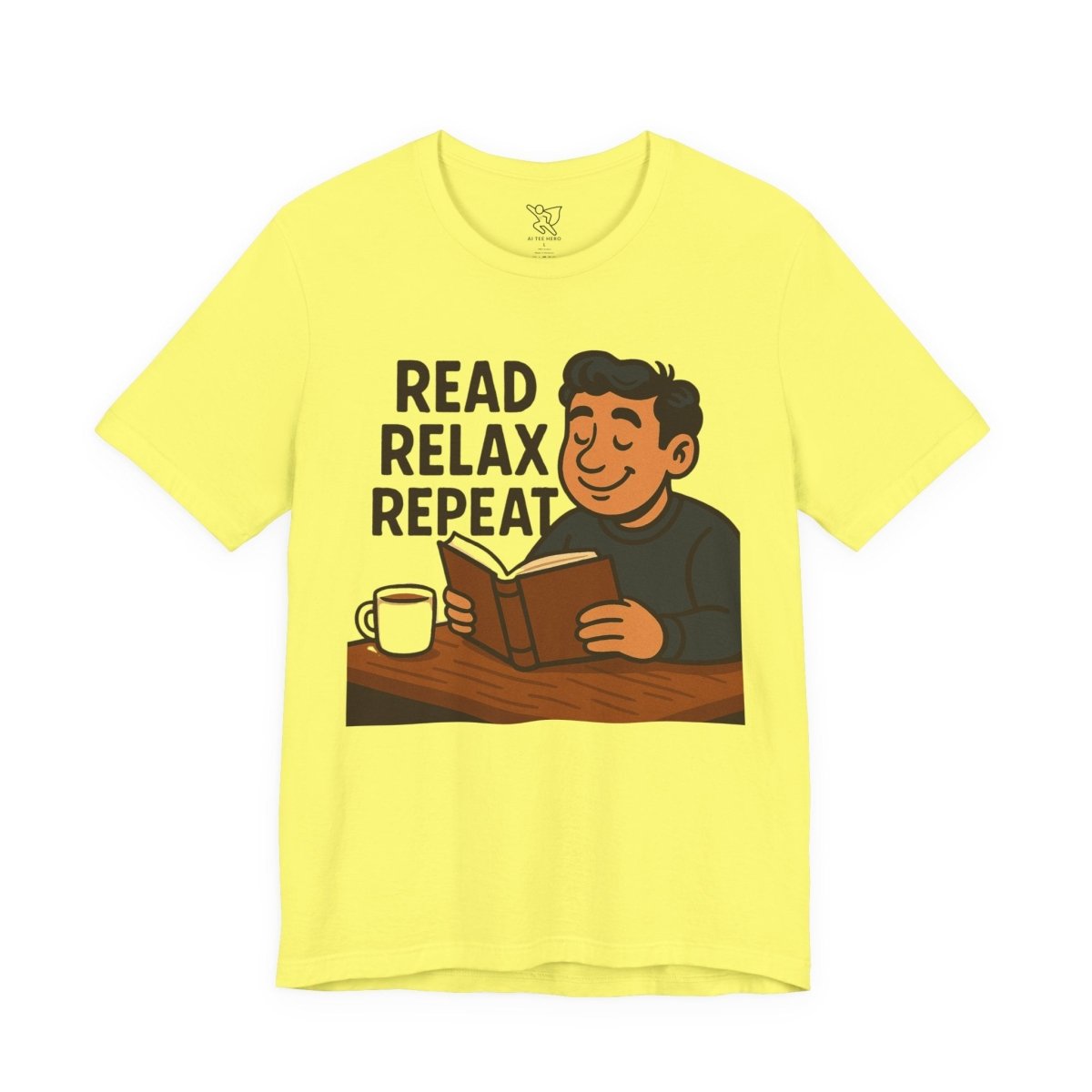 "Read. Relax. Repeat." Cozy Reading Shirt, Book Lover Gift, Unisex Casual Tee, Perfect for Book Clubs, Relaxing Days - MINDSet Collection - AI Tee Hero