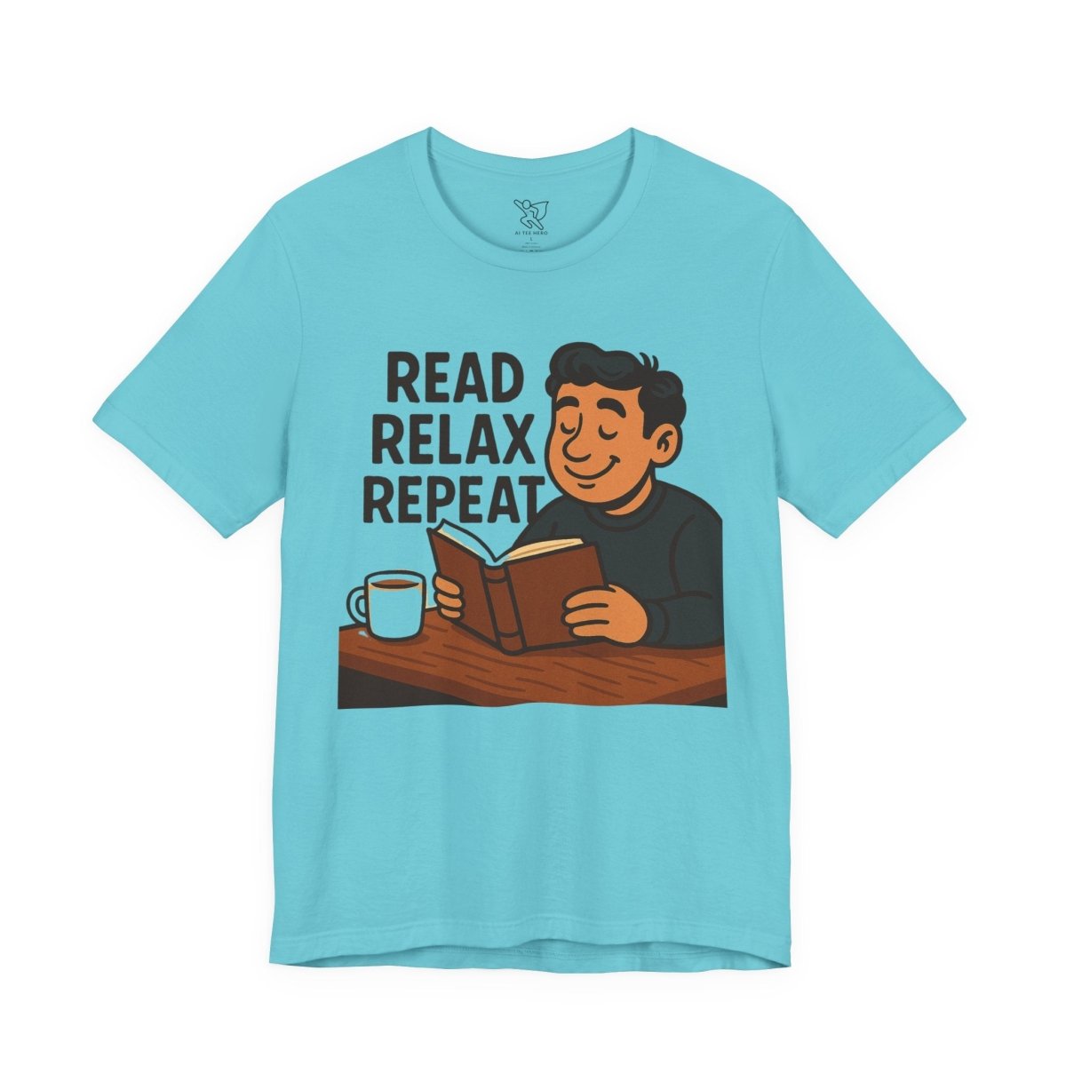 "Read. Relax. Repeat." Cozy Reading Shirt, Book Lover Gift, Unisex Casual Tee, Perfect for Book Clubs, Relaxing Days - MINDSet Collection - AI Tee Hero