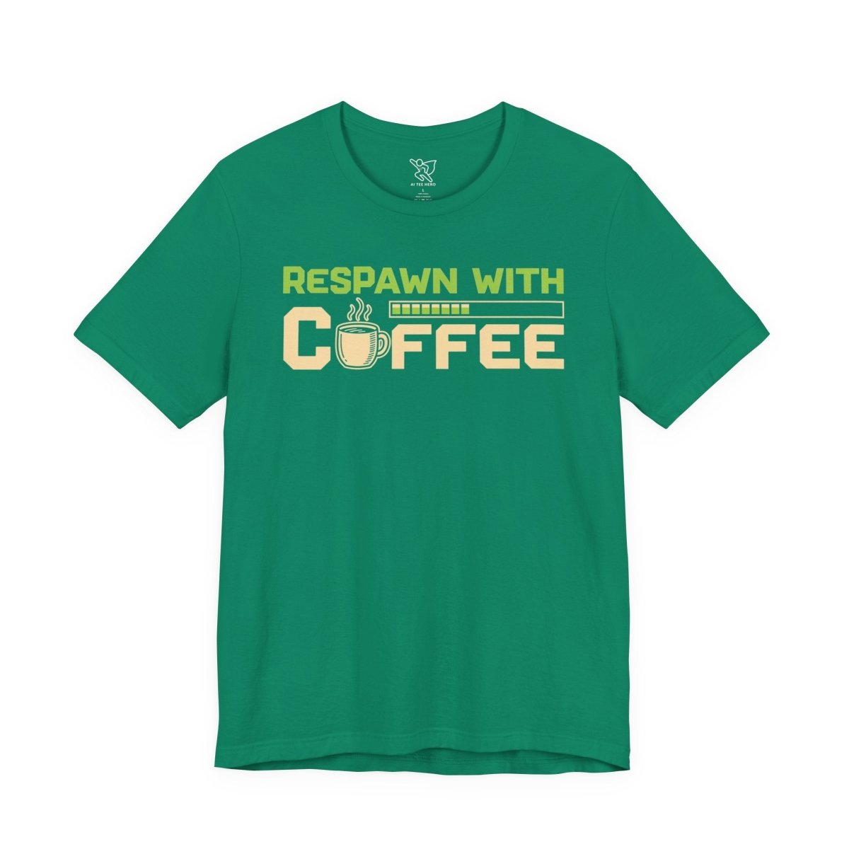 "Respawn with Coffee" Unisex Jersey Short Sleeve Tee, Gamer Shirt, Coffee Lover Tee, Birthday Gift, Casual Wear, Gaming Merchandise - AI Tee Hero