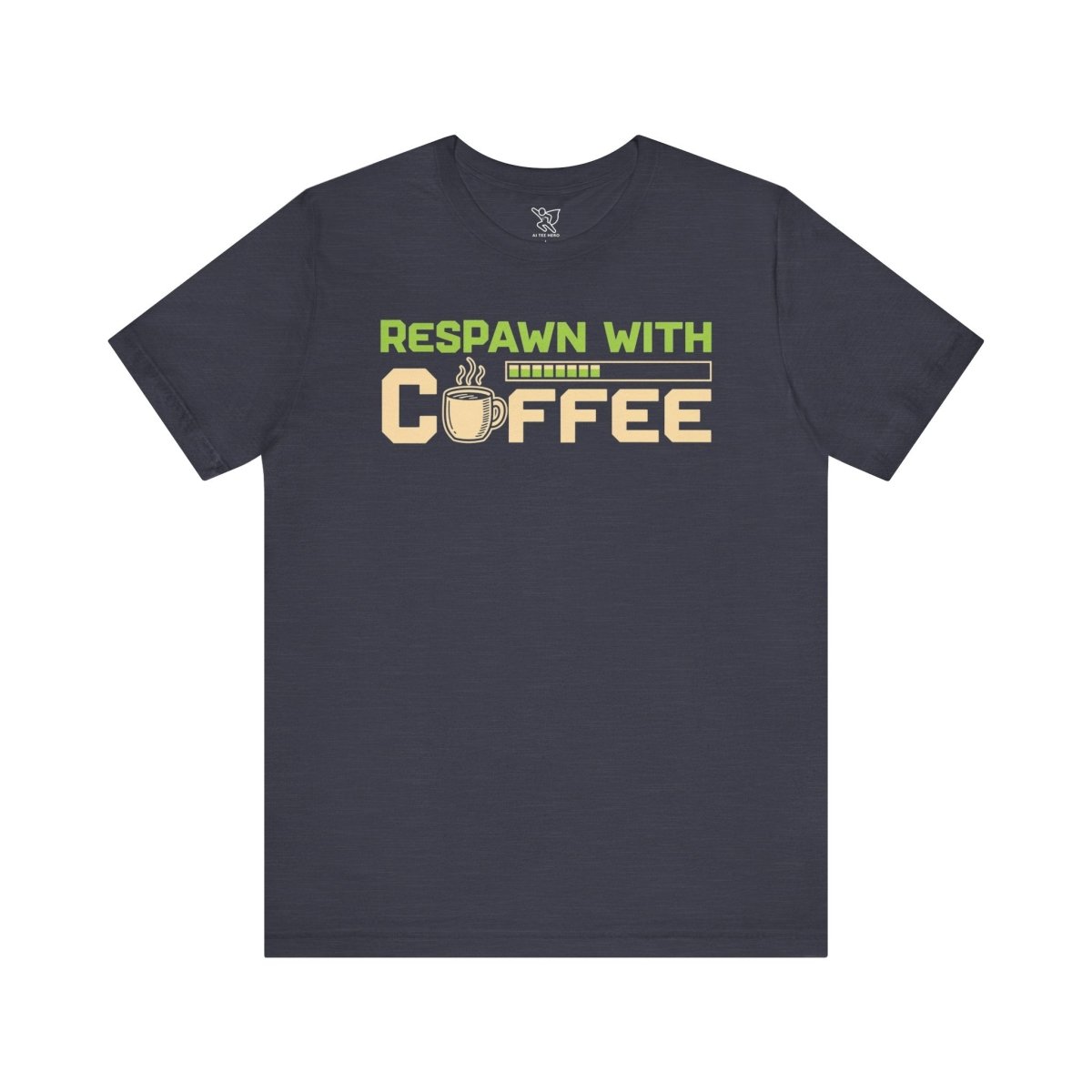 "Respawn with Coffee" Unisex Jersey Short Sleeve Tee, Gamer Shirt, Coffee Lover Tee, Birthday Gift, Casual Wear, Gaming Merchandise - AI Tee Hero