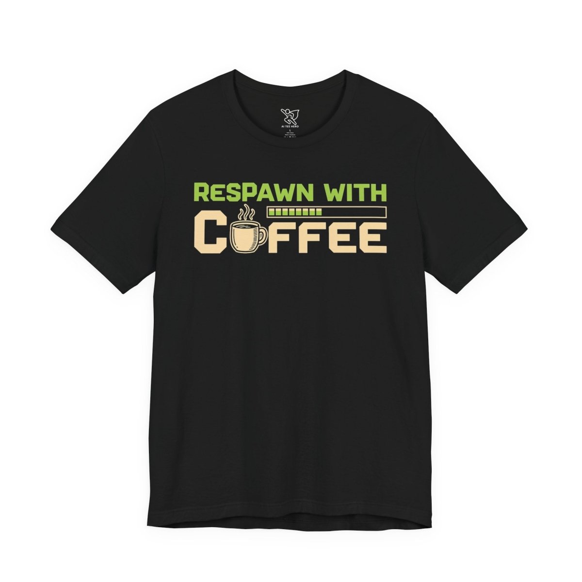 "Respawn with Coffee" Unisex Jersey Short Sleeve Tee, Gamer Shirt, Coffee Lover Tee, Birthday Gift, Casual Wear, Gaming Merchandise - AI Tee Hero