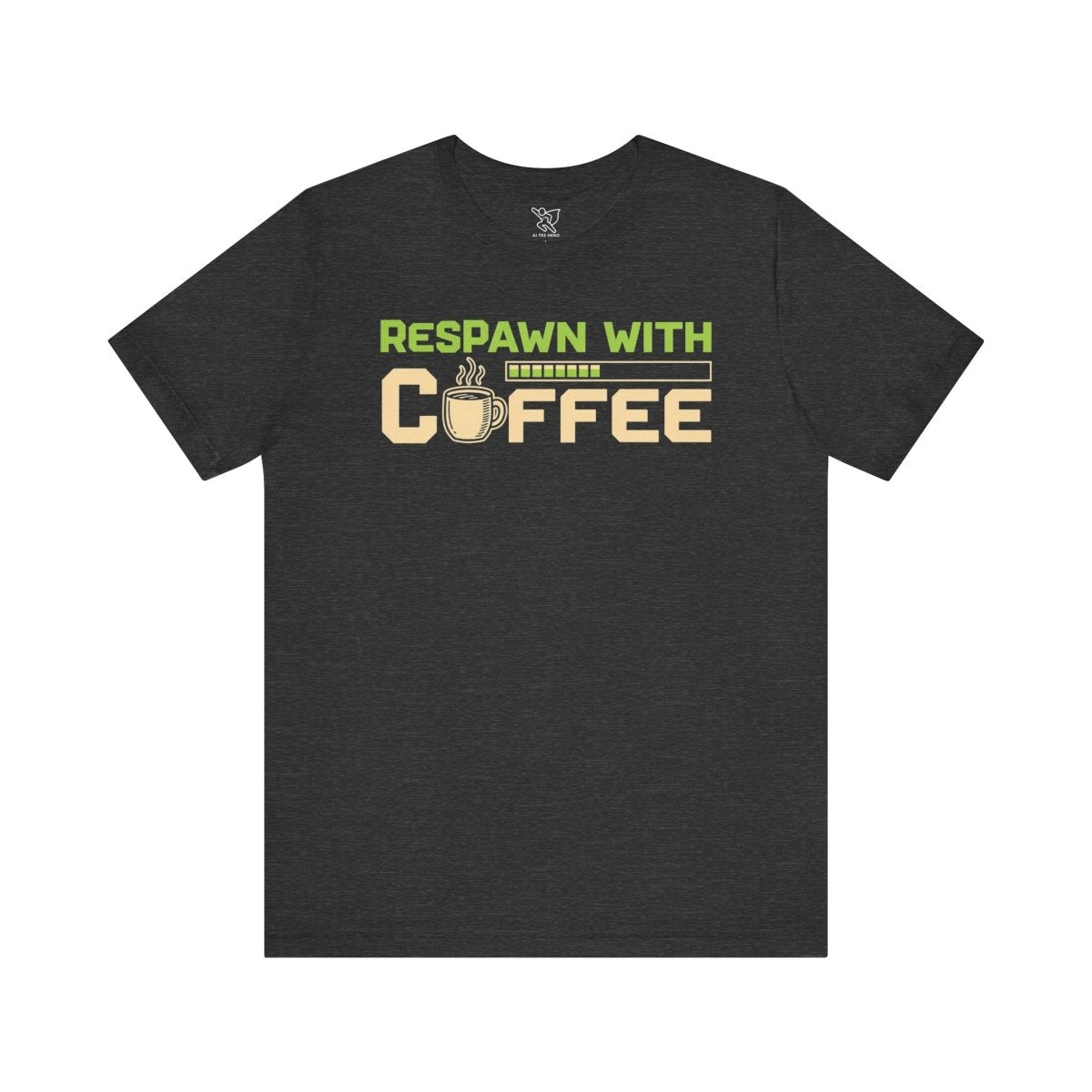 "Respawn with Coffee" Unisex Jersey Short Sleeve Tee, Gamer Shirt, Coffee Lover Tee, Birthday Gift, Casual Wear, Gaming Merchandise - AI Tee Hero