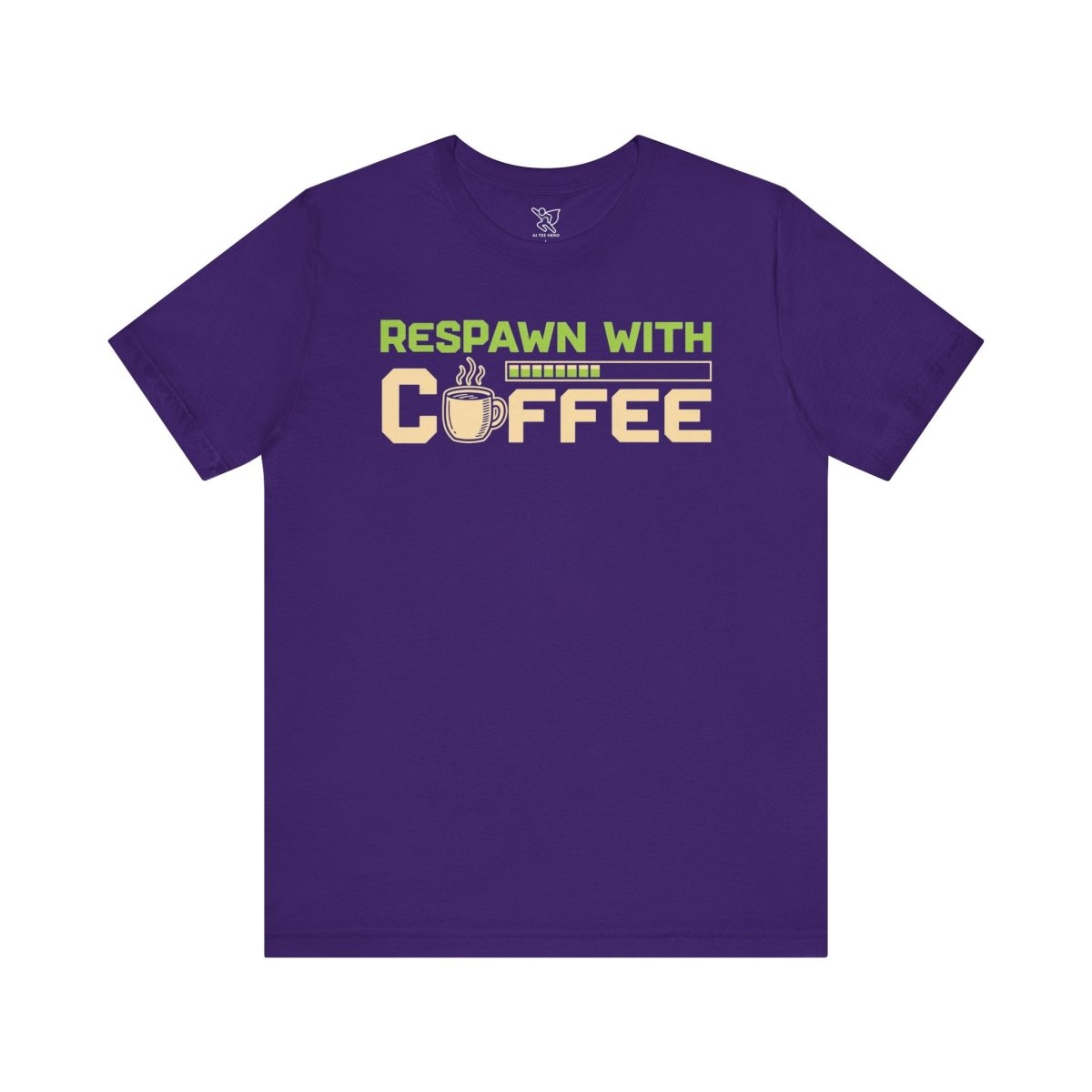"Respawn with Coffee" Unisex Jersey Short Sleeve Tee, Gamer Shirt, Coffee Lover Tee, Birthday Gift, Casual Wear, Gaming Merchandise - AI Tee Hero