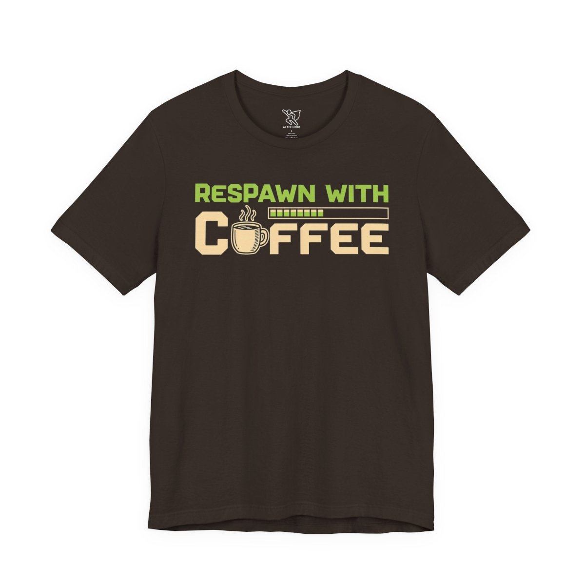 "Respawn with Coffee" Unisex Jersey Short Sleeve Tee, Gamer Shirt, Coffee Lover Tee, Birthday Gift, Casual Wear, Gaming Merchandise - AI Tee Hero
