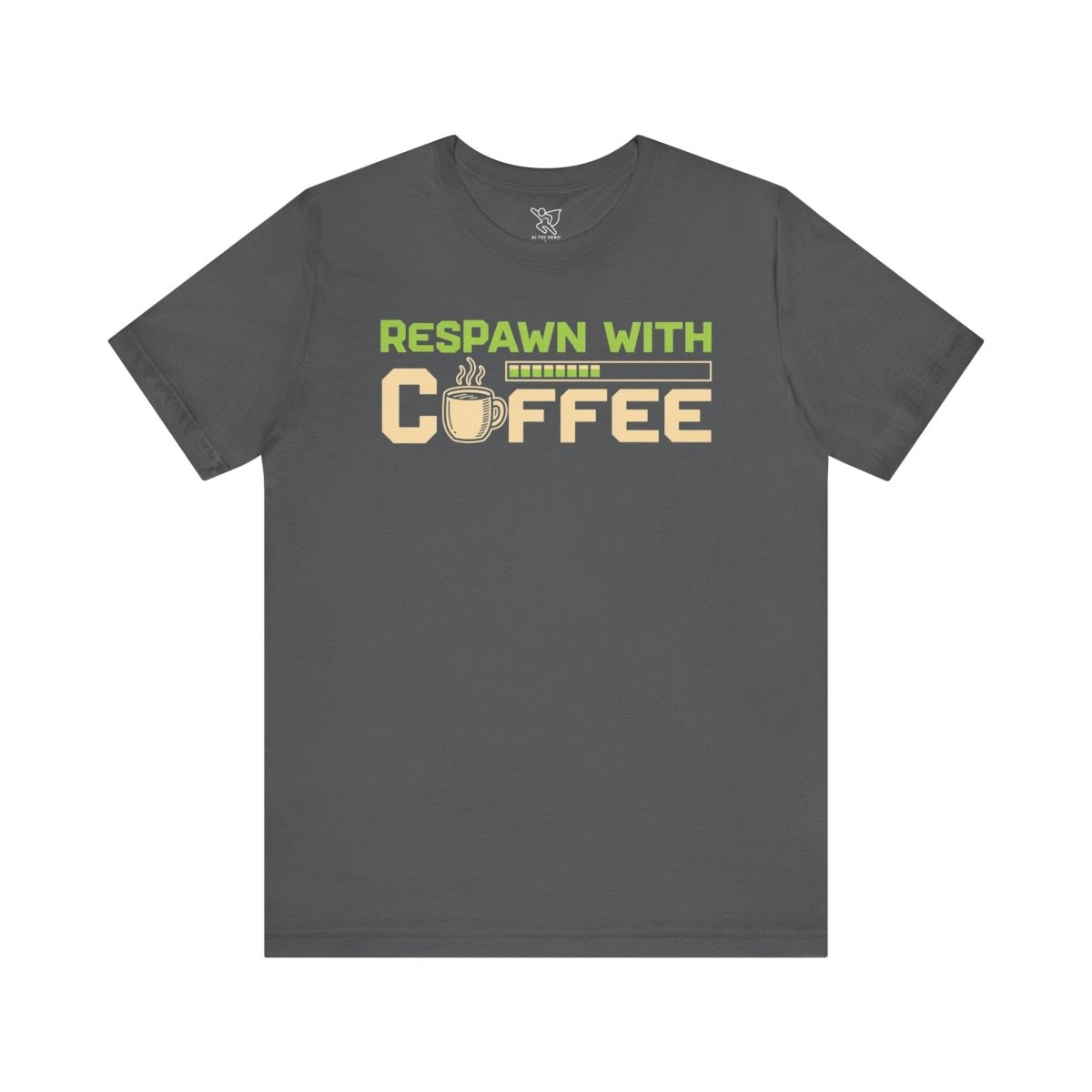 "Respawn with Coffee" Unisex Jersey Short Sleeve Tee, Gamer Shirt, Coffee Lover Tee, Birthday Gift, Casual Wear, Gaming Merchandise - AI Tee Hero