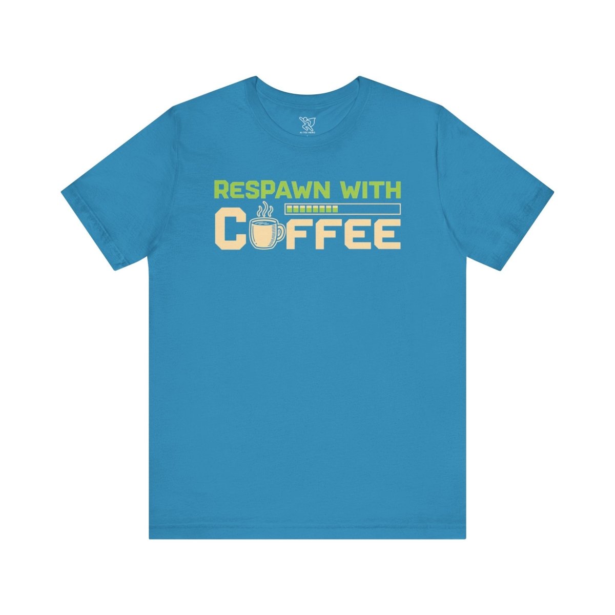 "Respawn with Coffee" Unisex Jersey Short Sleeve Tee, Gamer Shirt, Coffee Lover Tee, Birthday Gift, Casual Wear, Gaming Merchandise - AI Tee Hero