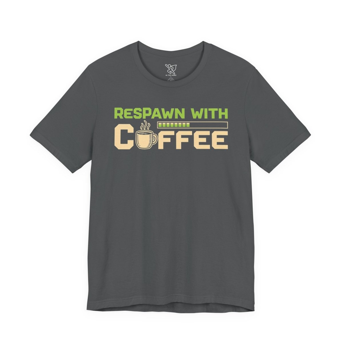 "Respawn with Coffee" Unisex Jersey Short Sleeve Tee, Gamer Shirt, Coffee Lover Tee, Birthday Gift, Casual Wear, Gaming Merchandise - AI Tee Hero
