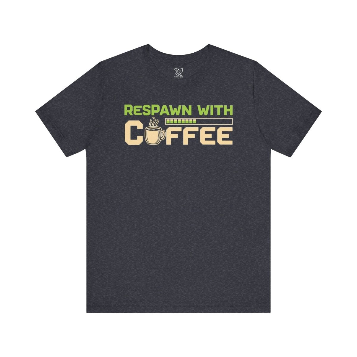 "Respawn with Coffee" Unisex Jersey Short Sleeve Tee, Gamer Shirt, Coffee Lover Tee, Birthday Gift, Casual Wear, Gaming Merchandise - AI Tee Hero