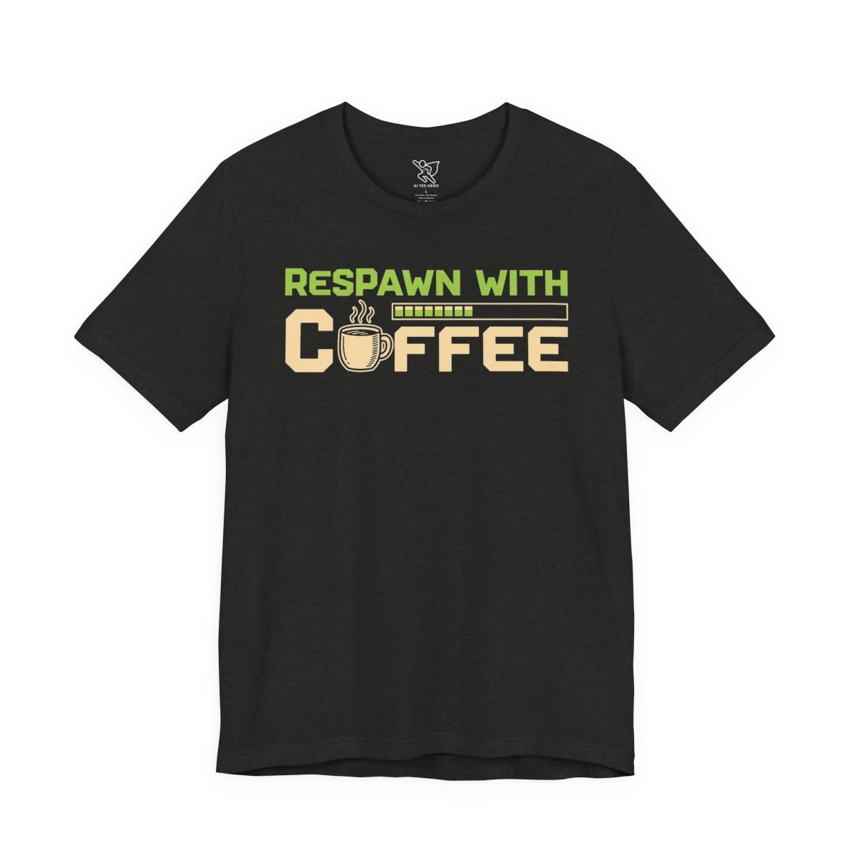 "Respawn with Coffee" Unisex Jersey Short Sleeve Tee, Gamer Shirt, Coffee Lover Tee, Birthday Gift, Casual Wear, Gaming Merchandise - AI Tee Hero