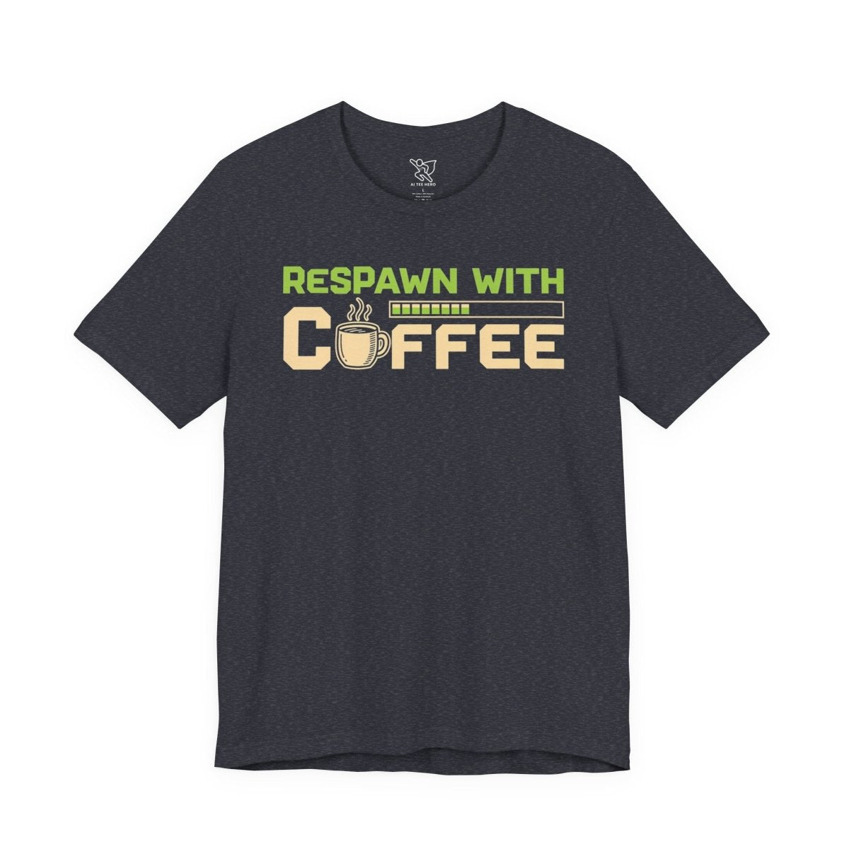 "Respawn with Coffee" Unisex Jersey Short Sleeve Tee, Gamer Shirt, Coffee Lover Tee, Birthday Gift, Casual Wear, Gaming Merchandise - AI Tee Hero