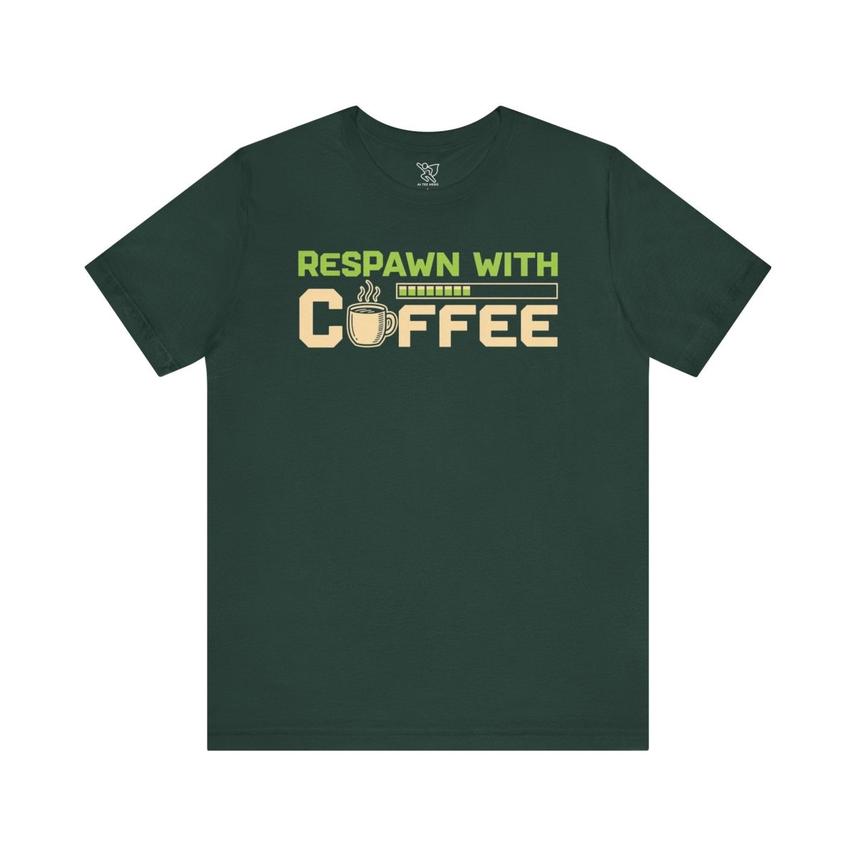 "Respawn with Coffee" Unisex Jersey Short Sleeve Tee, Gamer Shirt, Coffee Lover Tee, Birthday Gift, Casual Wear, Gaming Merchandise - AI Tee Hero