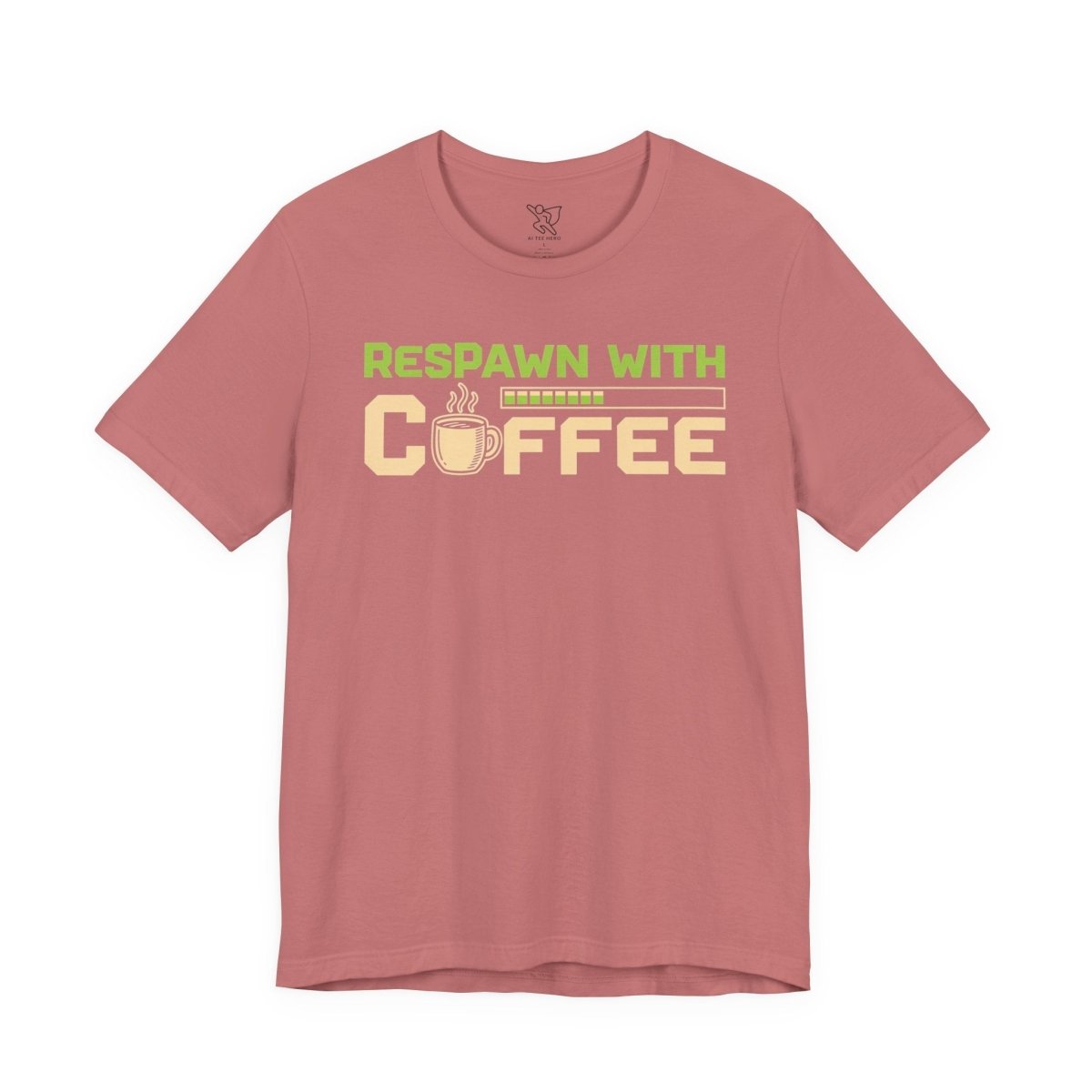 "Respawn with Coffee" Unisex Jersey Short Sleeve Tee, Gamer Shirt, Coffee Lover Tee, Birthday Gift, Casual Wear, Gaming Merchandise - AI Tee Hero