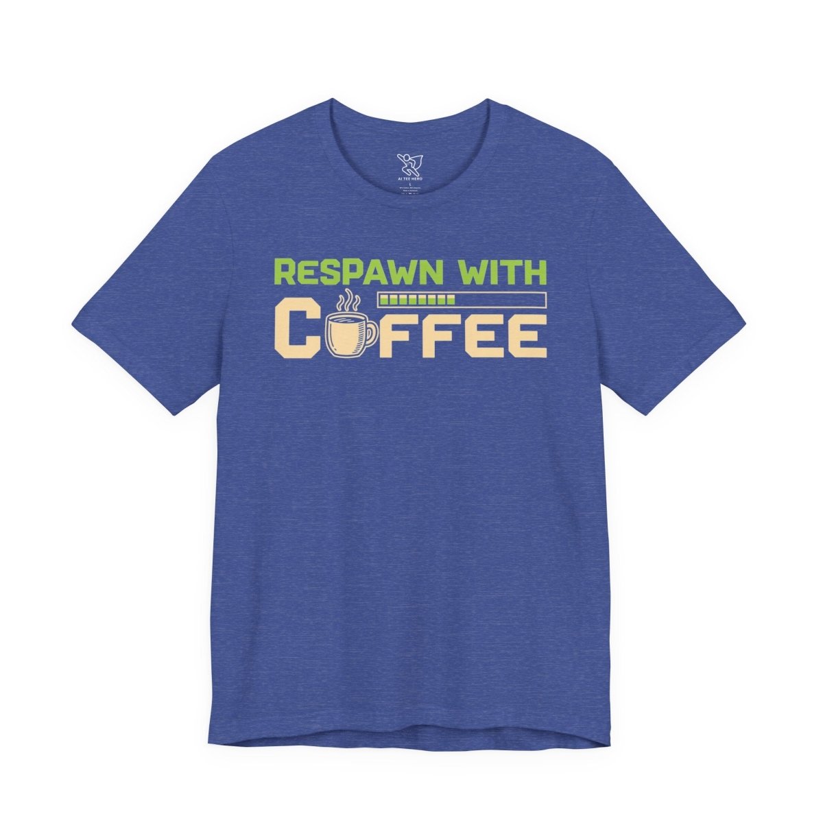 "Respawn with Coffee" Unisex Jersey Short Sleeve Tee, Gamer Shirt, Coffee Lover Tee, Birthday Gift, Casual Wear, Gaming Merchandise - AI Tee Hero