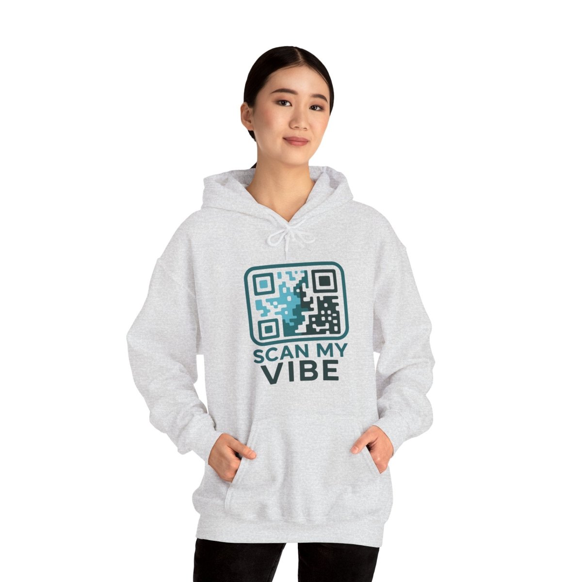 "Scan My Vibe" Hoodie, Unisex Sweatshirt, Casual Streetwear, Trendy Gift, Tech Apparel, Perfect for Events, Comfortable Fashion - AI Tee Hero