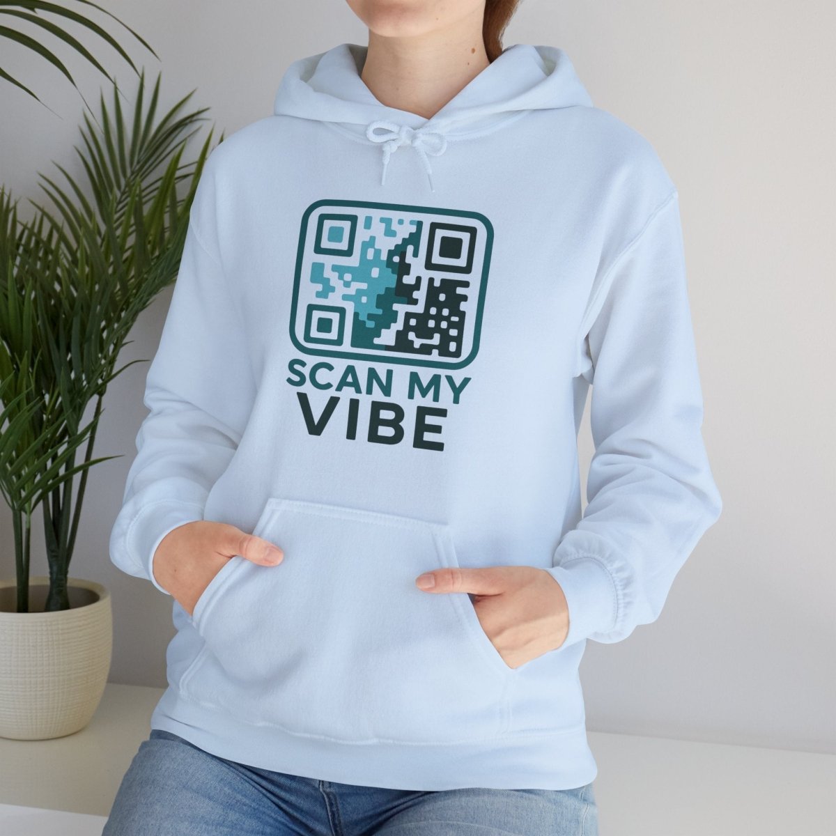 "Scan My Vibe" Hoodie, Unisex Sweatshirt, Casual Streetwear, Trendy Gift, Tech Apparel, Perfect for Events, Comfortable Fashion - AI Tee Hero