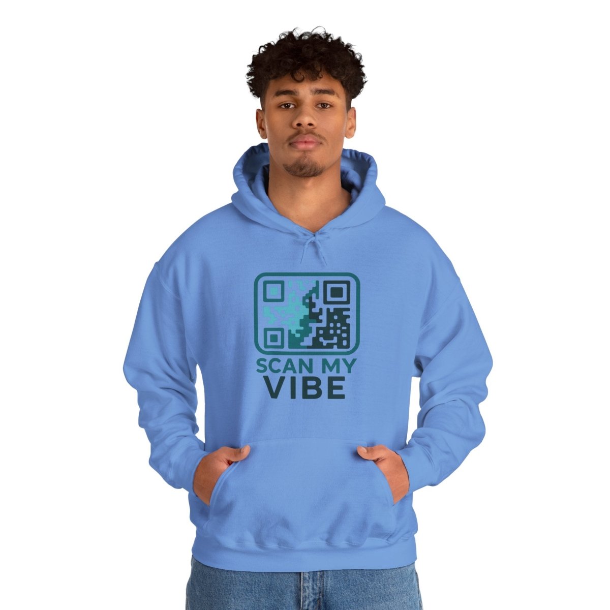 "Scan My Vibe" Hoodie, Unisex Sweatshirt, Casual Streetwear, Trendy Gift, Tech Apparel, Perfect for Events, Comfortable Fashion - AI Tee Hero