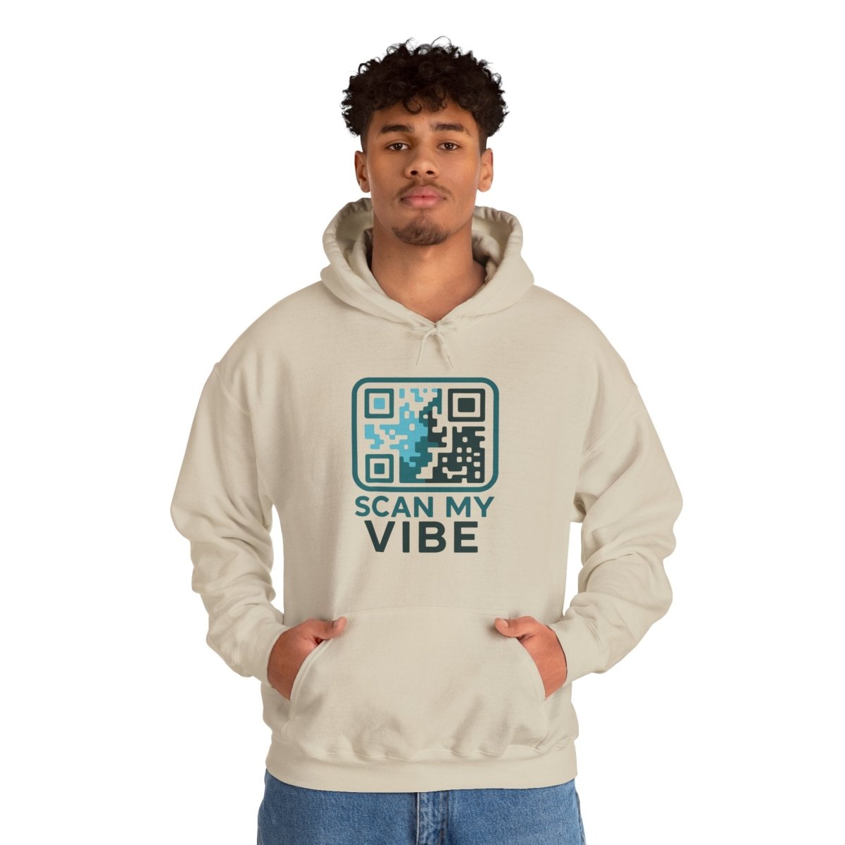 "Scan My Vibe" Hoodie, Unisex Sweatshirt, Casual Streetwear, Trendy Gift, Tech Apparel, Perfect for Events, Comfortable Fashion - AI Tee Hero