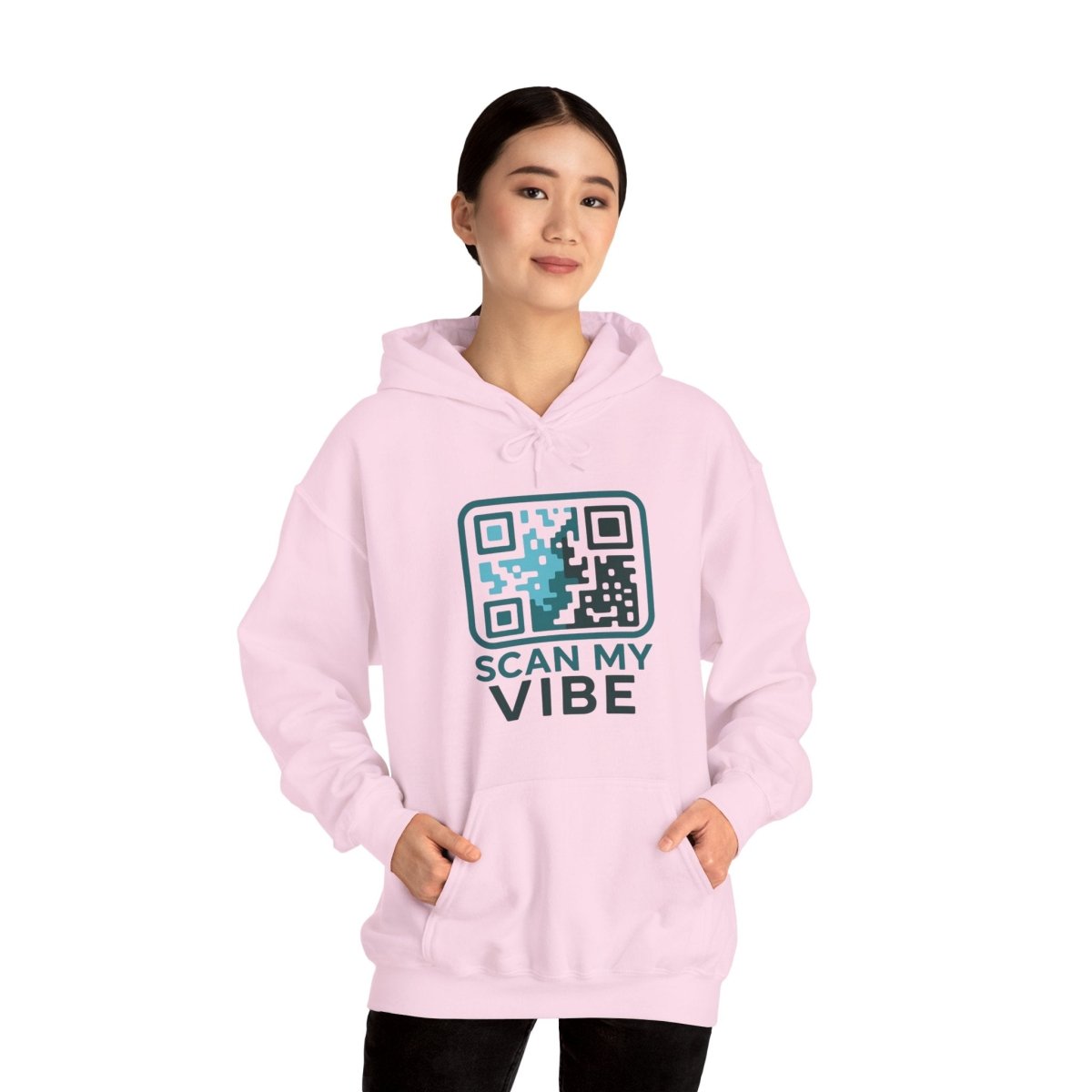 "Scan My Vibe" Hoodie, Unisex Sweatshirt, Casual Streetwear, Trendy Gift, Tech Apparel, Perfect for Events, Comfortable Fashion - AI Tee Hero