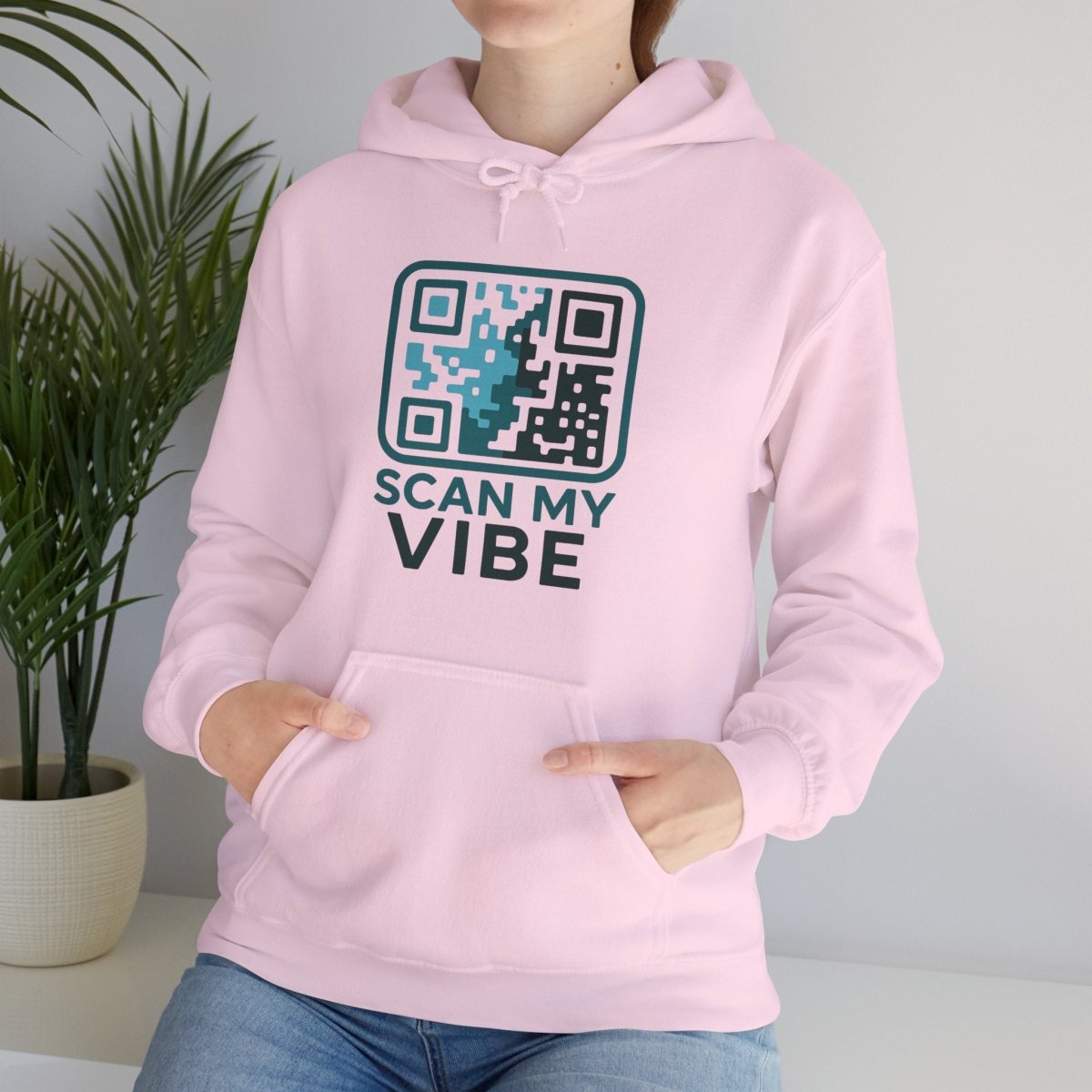"Scan My Vibe" Hoodie, Unisex Sweatshirt, Casual Streetwear, Trendy Gift, Tech Apparel, Perfect for Events, Comfortable Fashion - AI Tee Hero