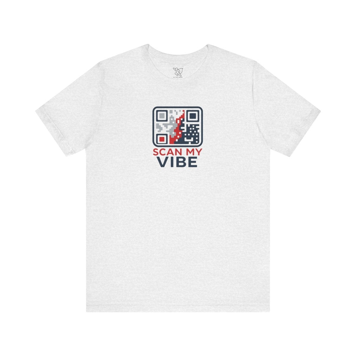 "Scan My Vibe" QR Code T-Shirt: Casual Wear, Summer Outfits, Unique Gift, Trendy Fashion, Fun Events CW - 2 Red Blue - AI Tee Hero