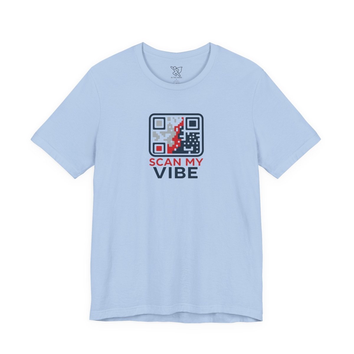 "Scan My Vibe" QR Code T-Shirt: Casual Wear, Summer Outfits, Unique Gift, Trendy Fashion, Fun Events CW - 2 Red Blue - AI Tee Hero
