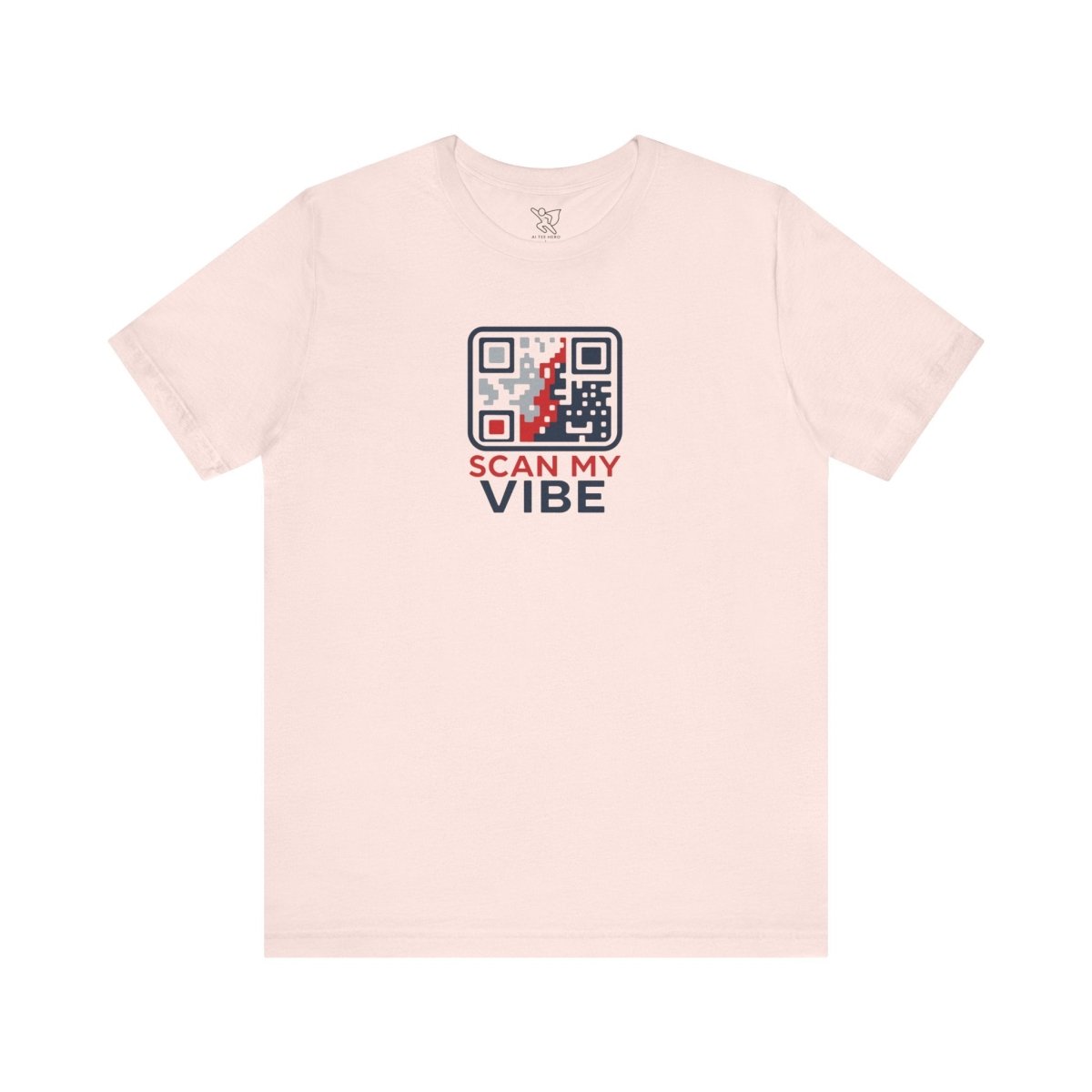 "Scan My Vibe" QR Code T-Shirt: Casual Wear, Summer Outfits, Unique Gift, Trendy Fashion, Fun Events CW - 2 Red Blue - AI Tee Hero