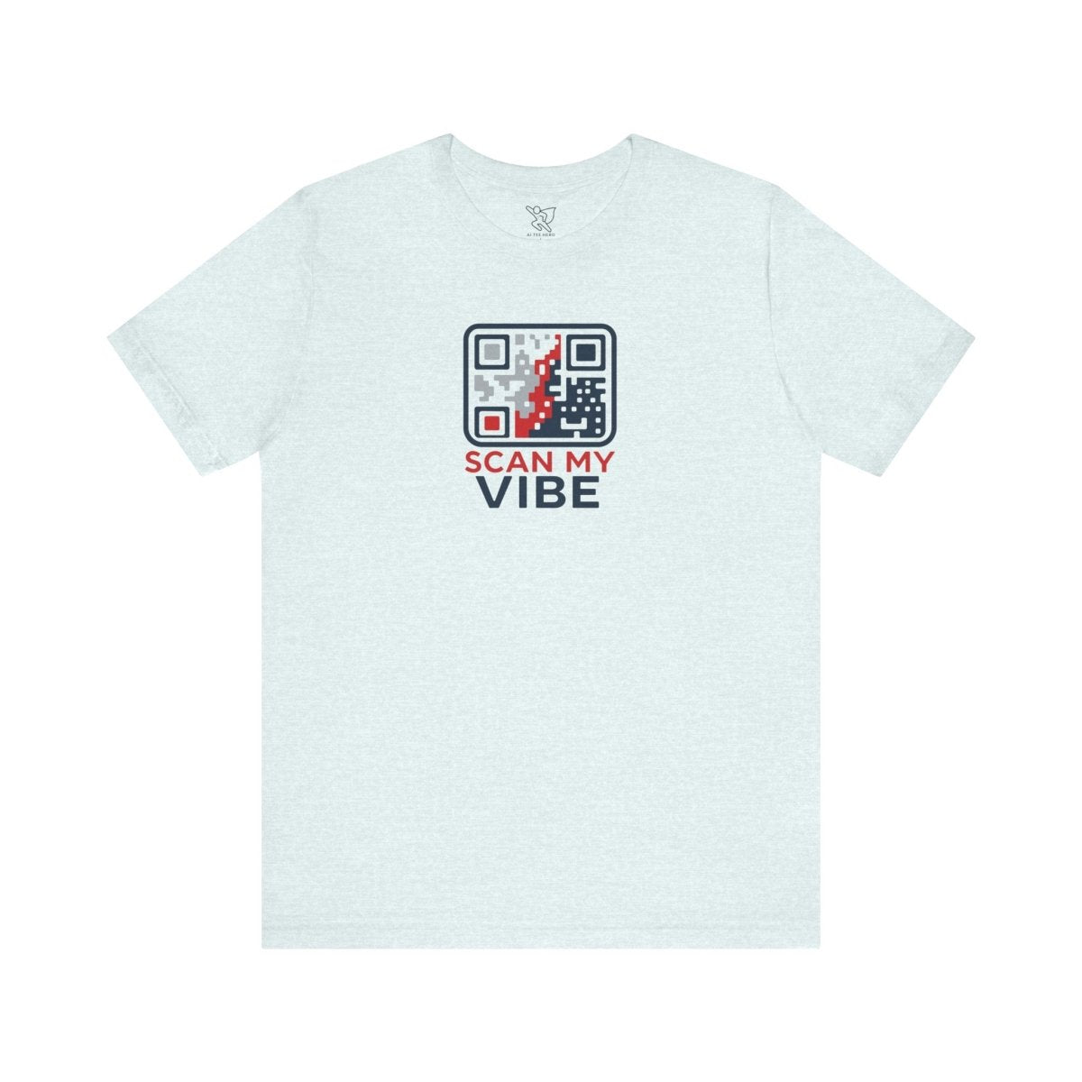 "Scan My Vibe" QR Code T-Shirt: Casual Wear, Summer Outfits, Unique Gift, Trendy Fashion, Fun Events CW - 2 Red Blue - AI Tee Hero