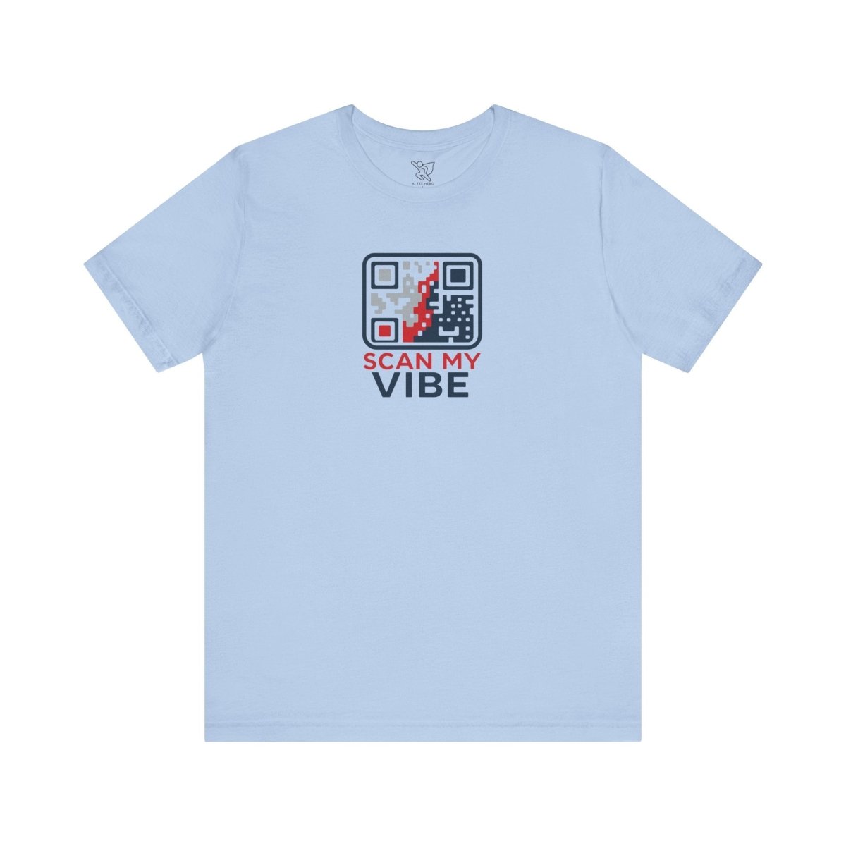 "Scan My Vibe" QR Code T-Shirt: Casual Wear, Summer Outfits, Unique Gift, Trendy Fashion, Fun Events CW - 2 Red Blue - AI Tee Hero