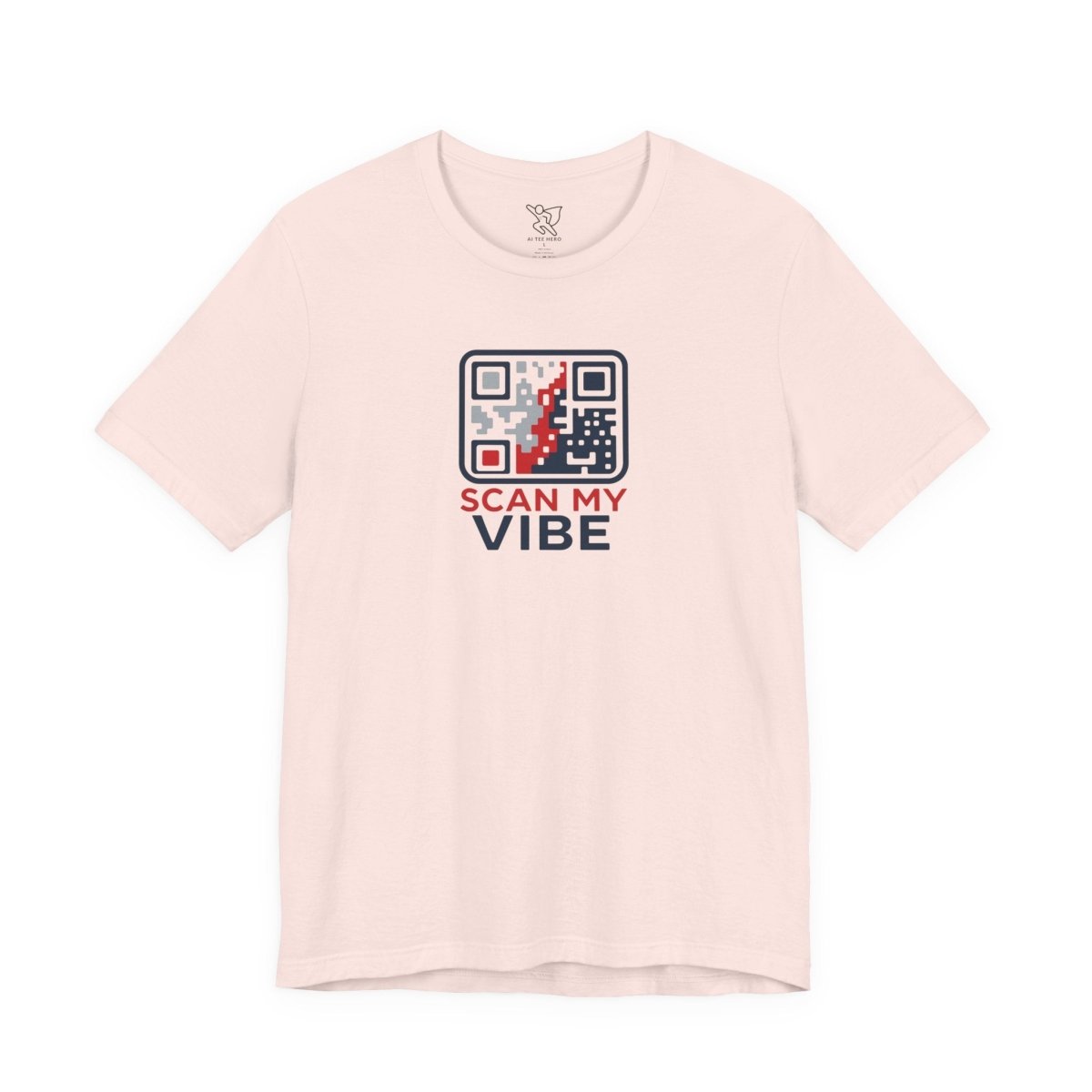 "Scan My Vibe" QR Code T-Shirt: Casual Wear, Summer Outfits, Unique Gift, Trendy Fashion, Fun Events CW - 2 Red Blue - AI Tee Hero
