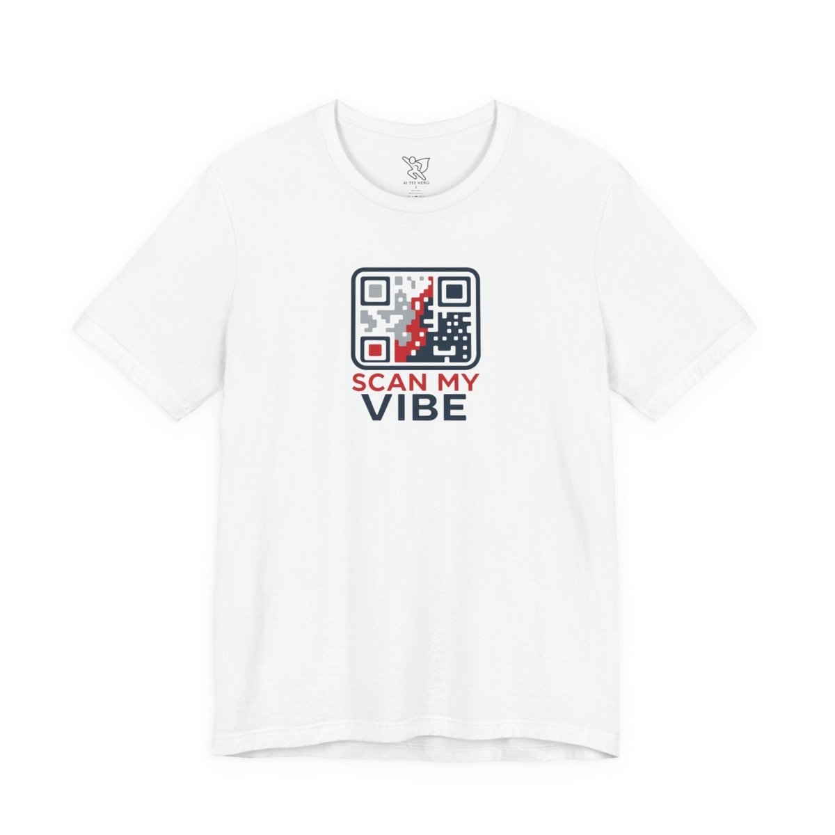 "Scan My Vibe" QR Code T-Shirt: Casual Wear, Summer Outfits, Unique Gift, Trendy Fashion, Fun Events CW - 2 Red Blue - AI Tee Hero