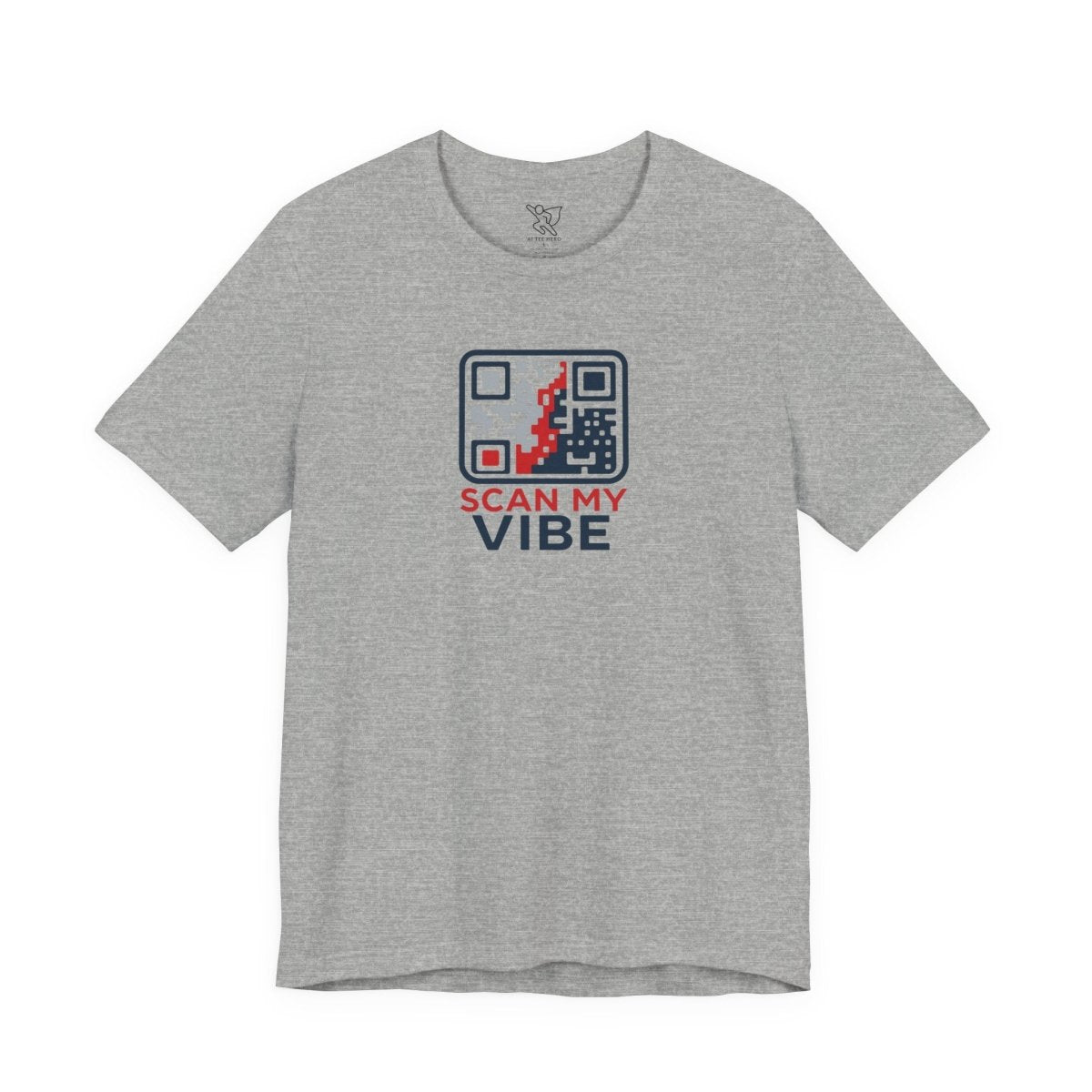 "Scan My Vibe" QR Code T-Shirt: Casual Wear, Summer Outfits, Unique Gift, Trendy Fashion, Fun Events CW - 2 Red Blue - AI Tee Hero