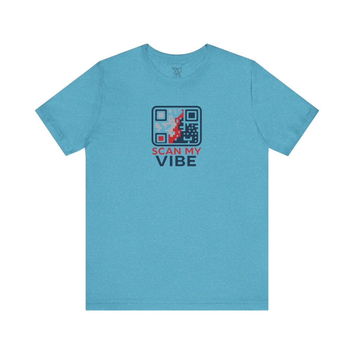 "Scan My Vibe" QR Code T-Shirt: Casual Wear, Summer Outfits, Unique Gift, Trendy Fashion, Fun Events CW - 2 Red Blue - AI Tee Hero