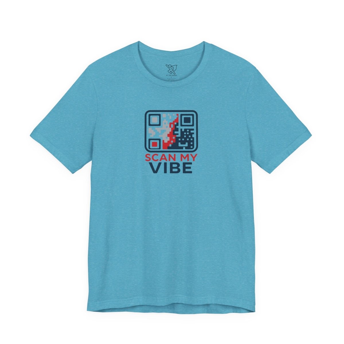"Scan My Vibe" QR Code T-Shirt: Casual Wear, Summer Outfits, Unique Gift, Trendy Fashion, Fun Events CW - 2 Red Blue - AI Tee Hero